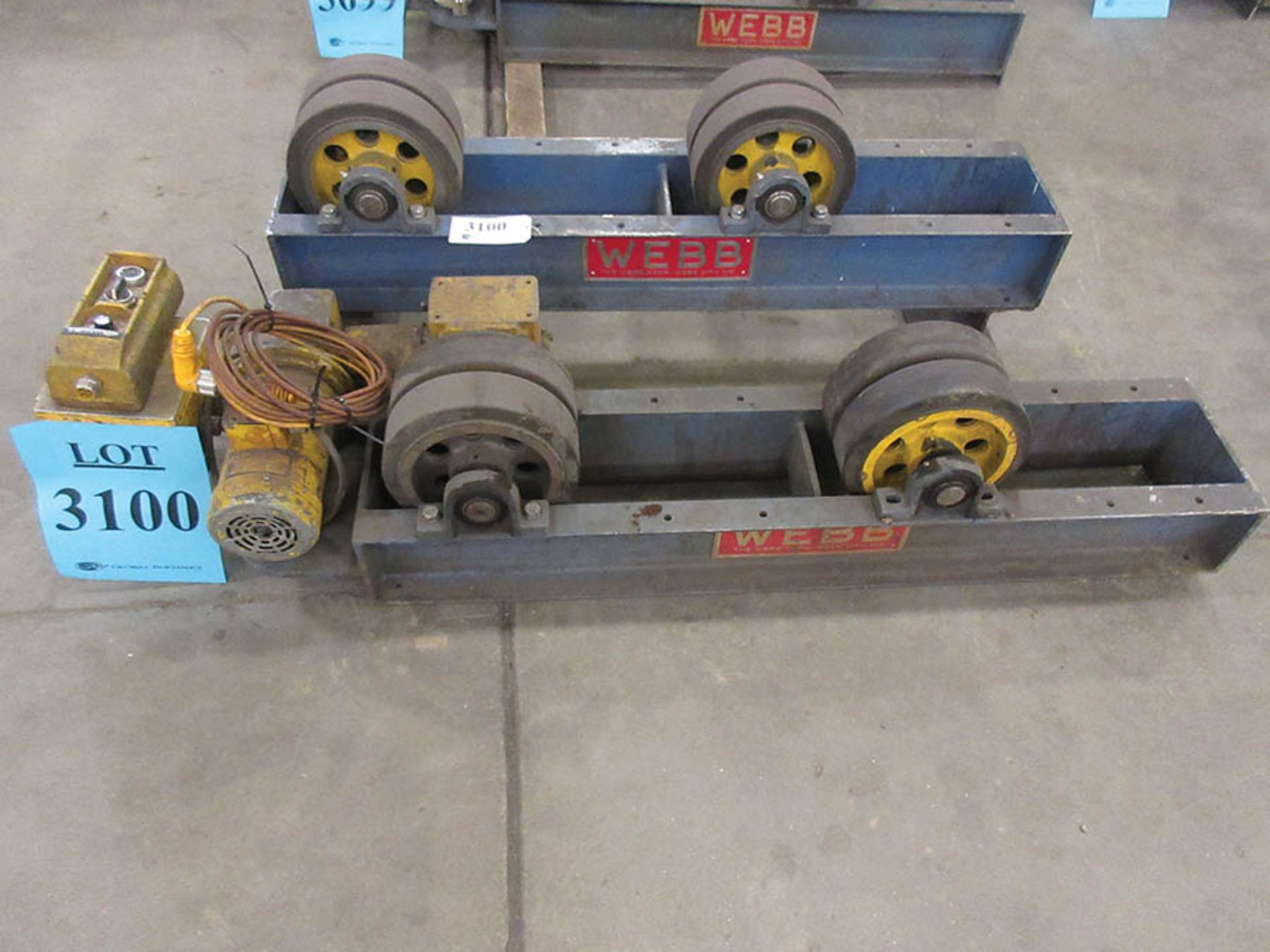 WEBB 3-TON TANK TURNING ROLL SET, MAX DIAMETER 6', (QTY.1) WEBB T6- PWR DRIVE, AND (QTY.1) WEBB T6-