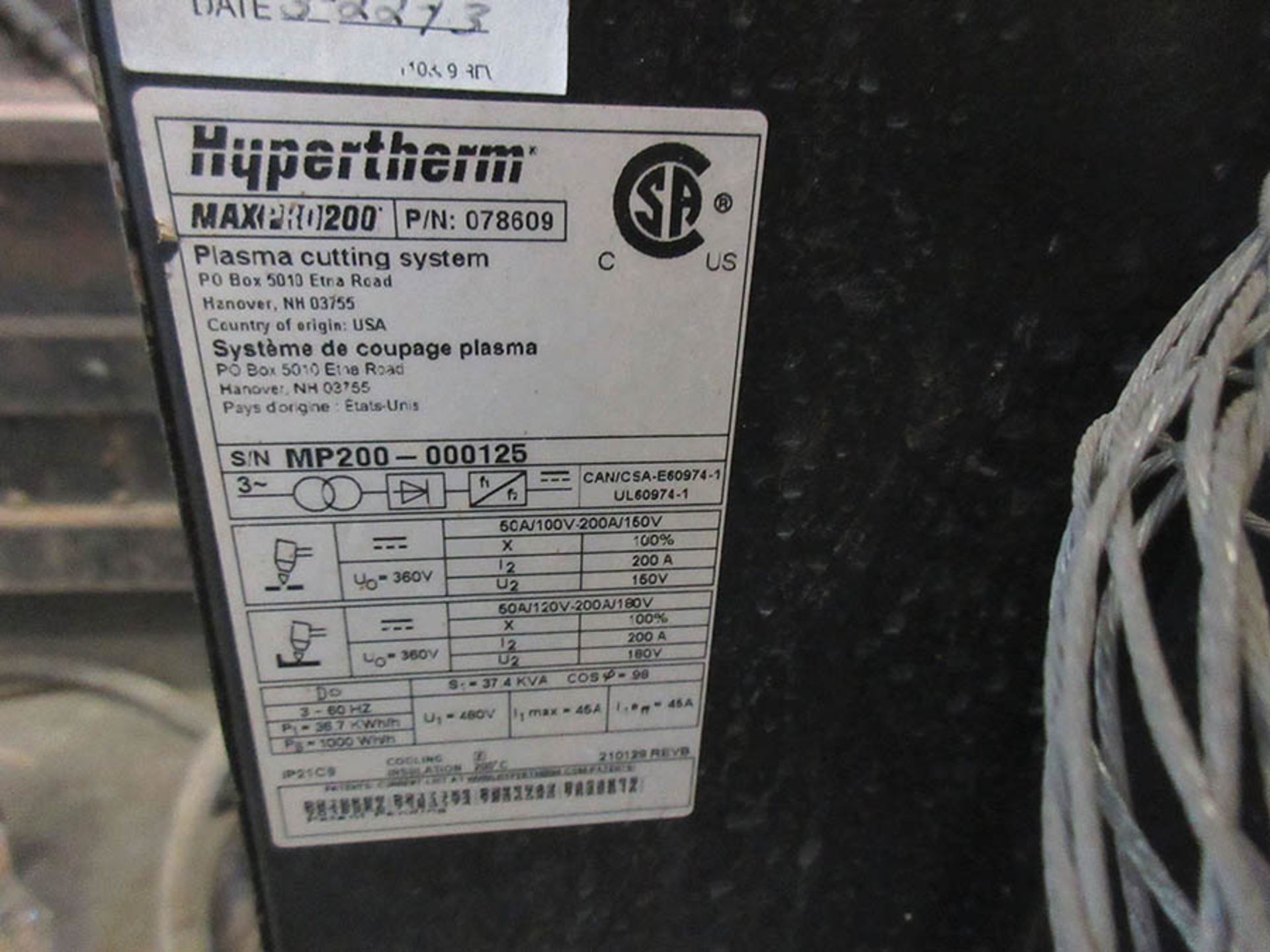 HYPERTHERM MAXPRO 200 CUTTING SYSTEM, P/N: 078609, S/N: MP200-000125, WITH LINCOLN ELECTRIC - Image 4 of 13
