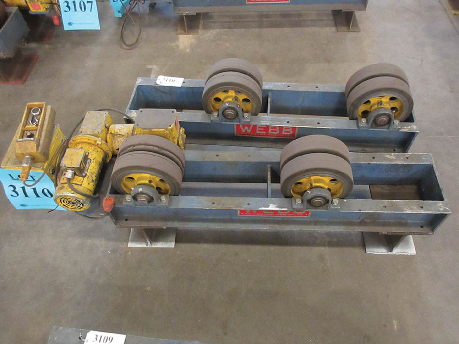 WEBB 3-TON TANK TURNING ROLL SET, MAX DIAMETER 6', (QTY.1) WEBB T6- PWR DRIVE, AND (QTY.1) WEBB T6-