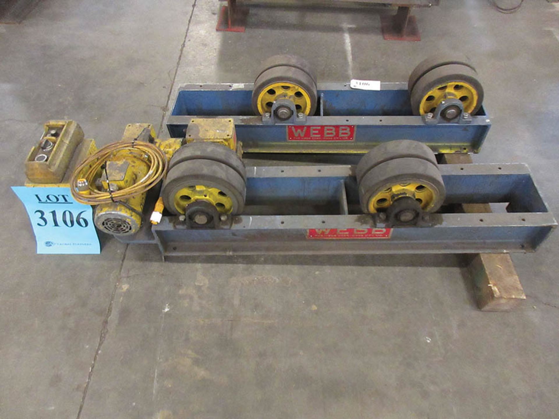 WEBB 3-TON TANK TURNING ROLL SET, MAX DIAMETER 6', (QTY.1) WEBB T6- PWR DRIVE, AND (QTY.1) WEBB T6-