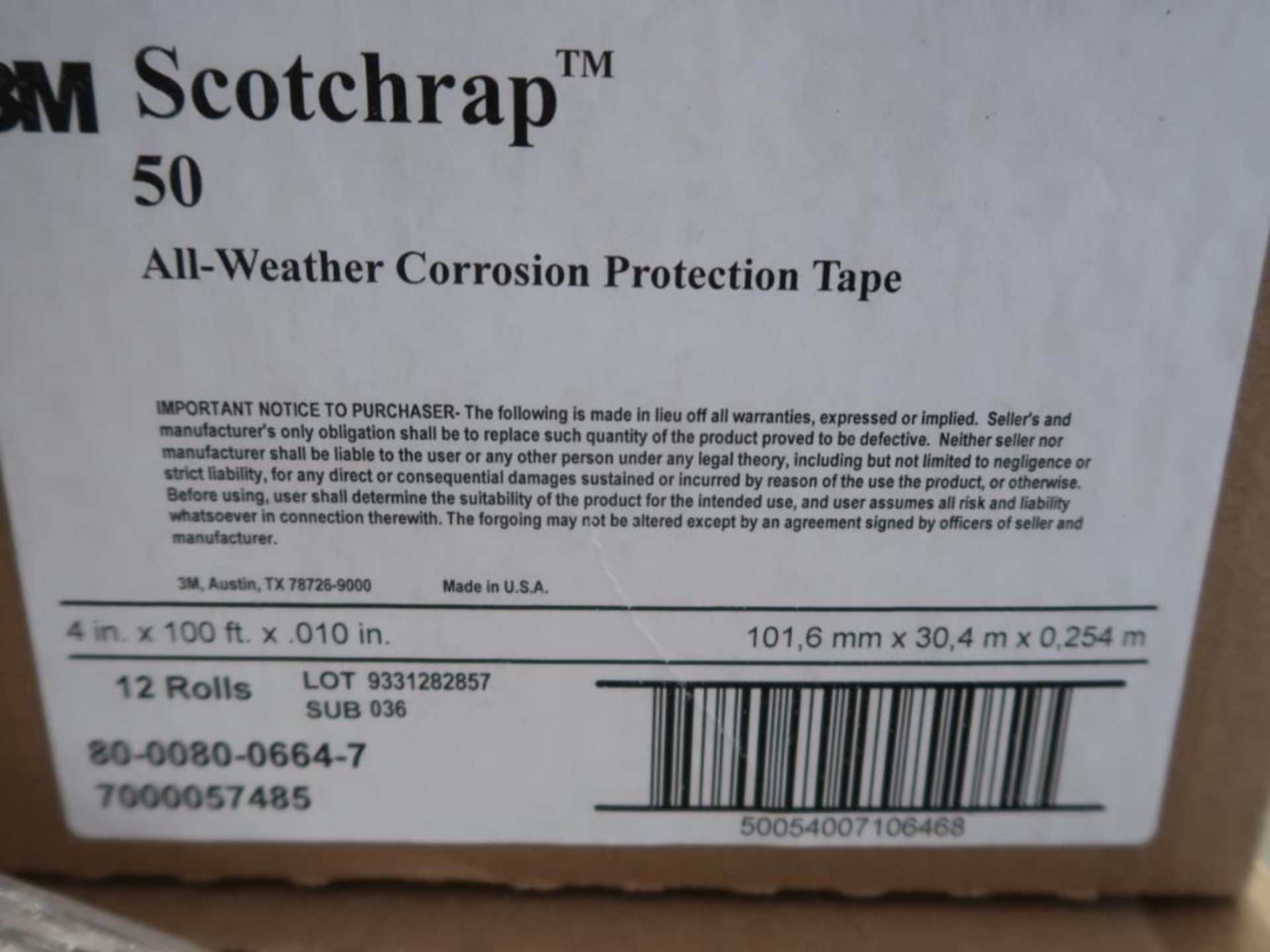 (38) BOXES OF 12 ROLLS 4'' X 100' X .010 PIPE TAPE; (3) PCC CONTAINERS, LARGE POLY FITTERS, - Image 2 of 5