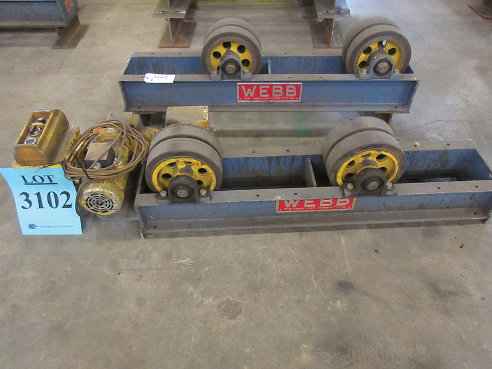 WEBB 3-TON TANK TURNING ROLL SET, MAX DIAMETER 6', (QTY.1) WEBB T6- PWR DRIVE, AND (QTY.1) WEBB T6-