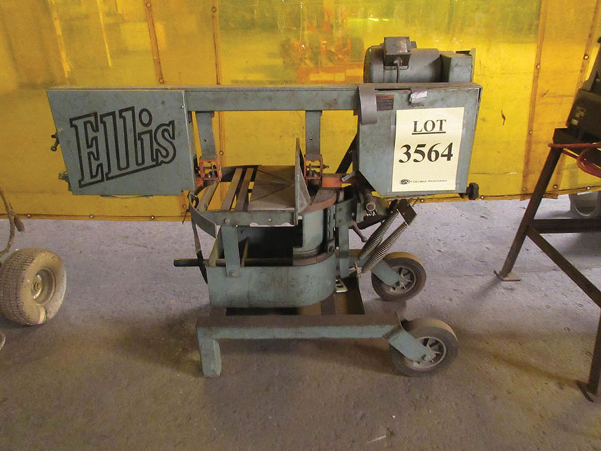 ELLIS 1600 MITRE BAND SAW, MISSING PARTS, (NEXT TO MACHINE SHOP)