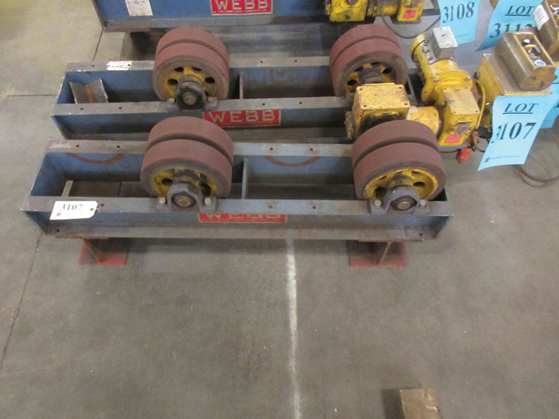 WEBB 3-TON TANK TURNING ROLL SET, MAX DIAMETER 6', (QTY.1) WEBB T6- PWR DRIVE, AND (QTY.1) WEBB T6-