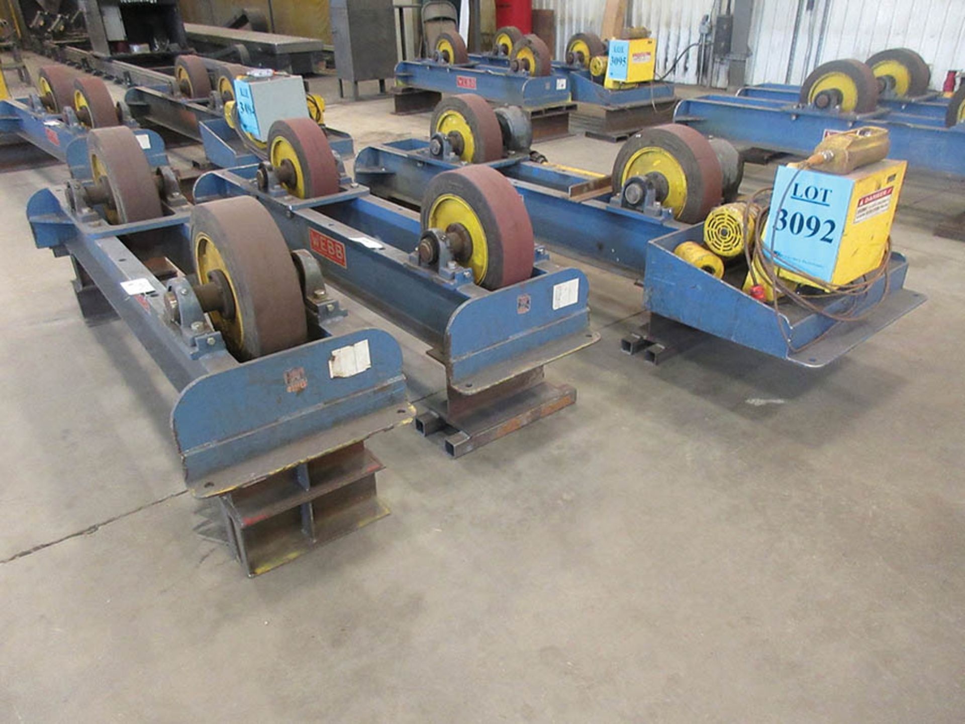 WEBB 10-TON TANK TURNING ROLL SET, MAX DIAMETER 12', (QTY.1) WEBB T18- PWR-16 DRIVE, AND (QTY.2)