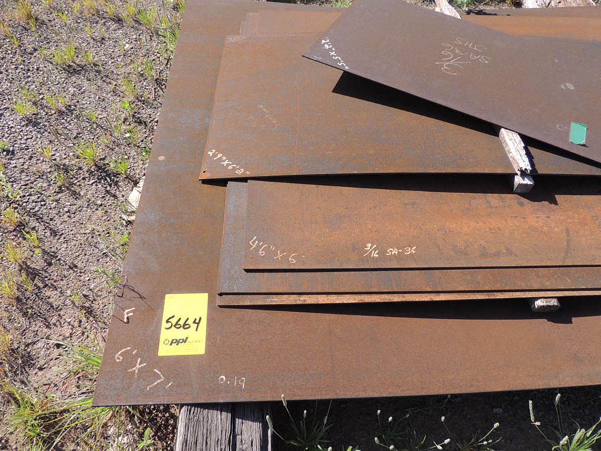 (34) 13 GAUGE STEEL PLATE, VARIOUS SIZES, (35) 7 GAUGE STEEL PLATE, VARIOUS SIZES (SEE PHOTOS FOR - Image 3 of 14