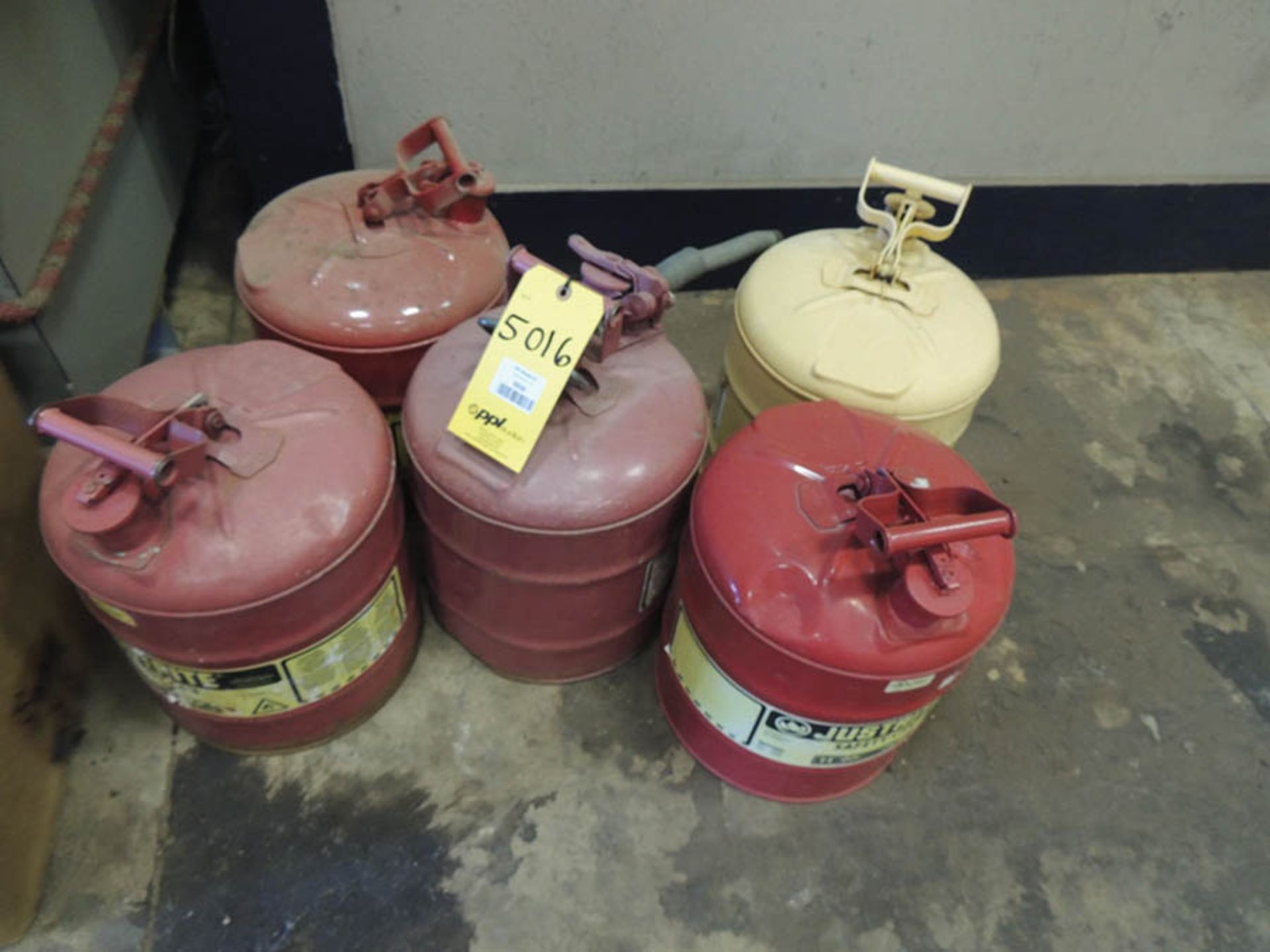 (5) JUSTRITE 5-GAL. SAFETY CANS