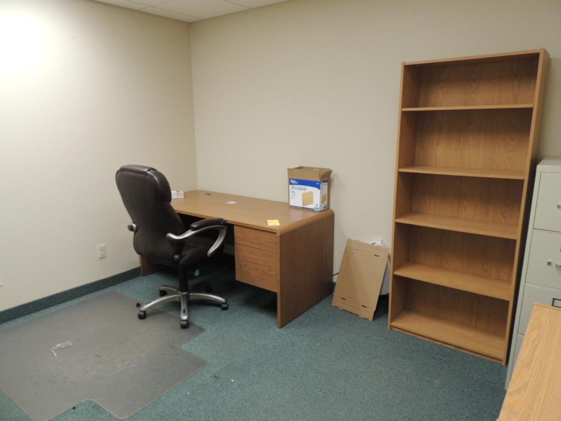 (2) STRAIGHT DESKS, CHAIRS, FILE CABINETS, BOOKCASES - Image 2 of 3