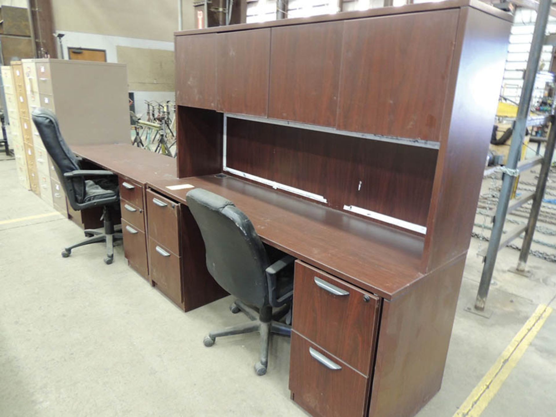 (2) OFFICE DESKS AND CHAIRS