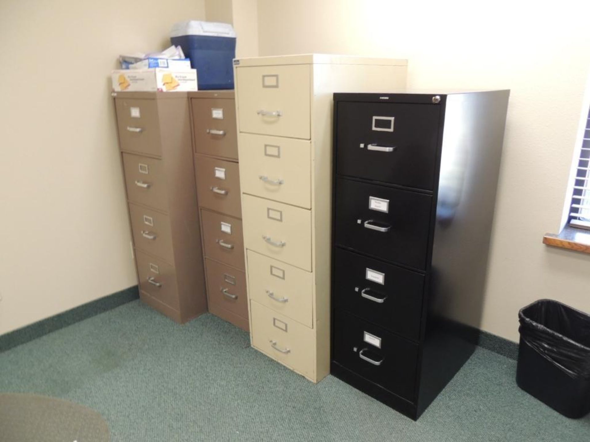 (1) STRAIGHT DESK, CHAIR, FILE CABINETS - Image 3 of 3