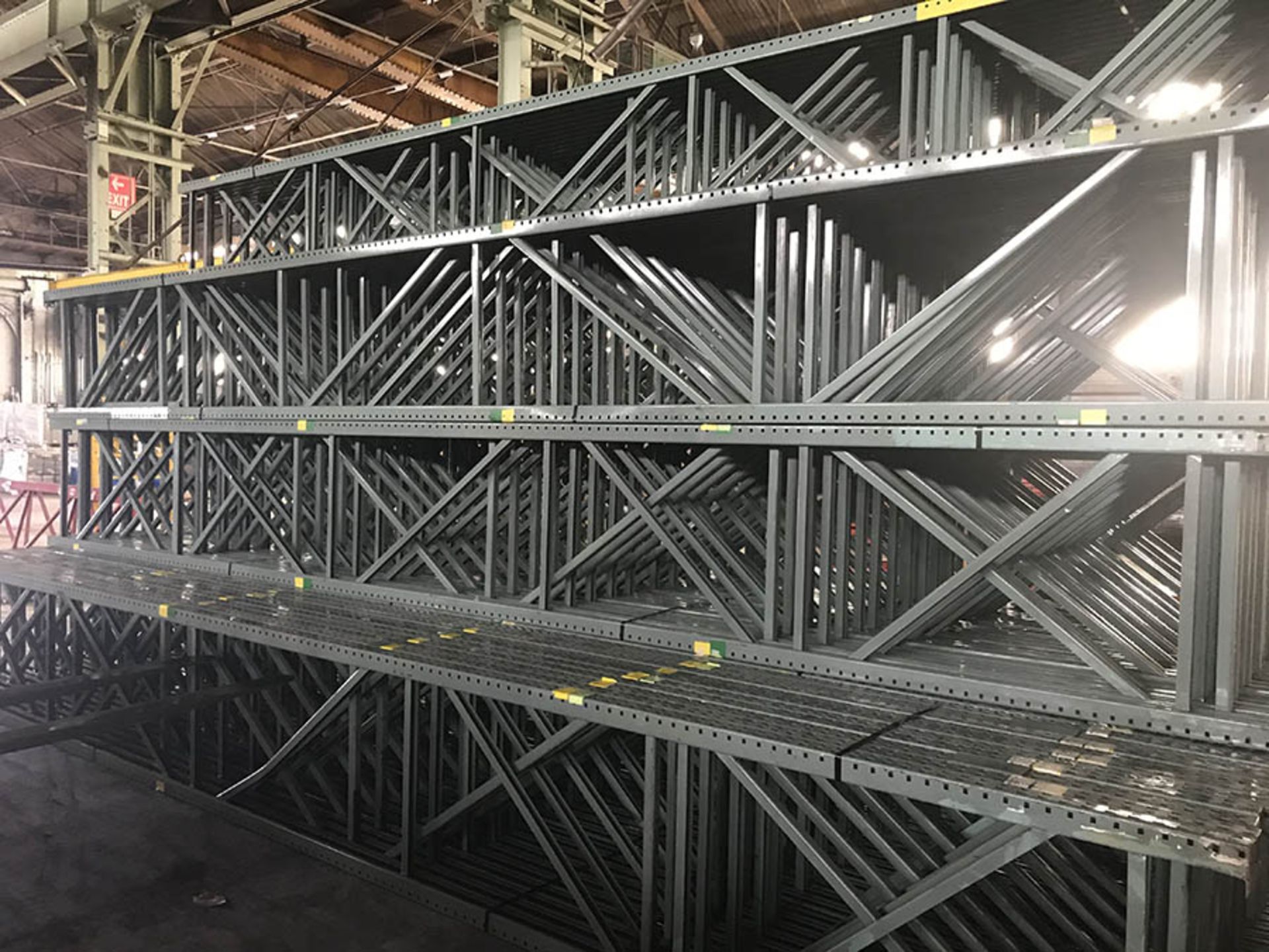 PALLET RACKING - TEARDROP UPRIGHTS & WIRE DECKS ONLY - (15) 36'' X 24' UPRIGHTS, (120) 36'' X 46''