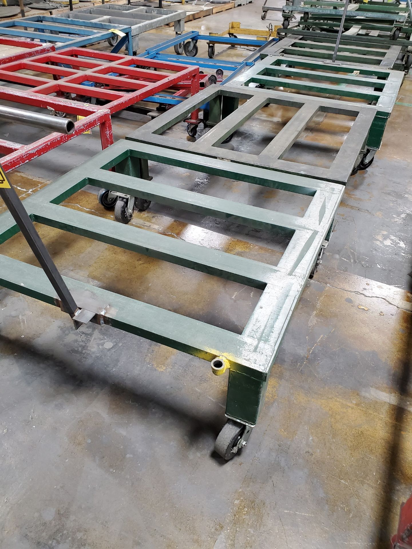 (4) 48'` X 48'` X 18'` STEEL BAR FRAME CARTS WITH HANDLE
