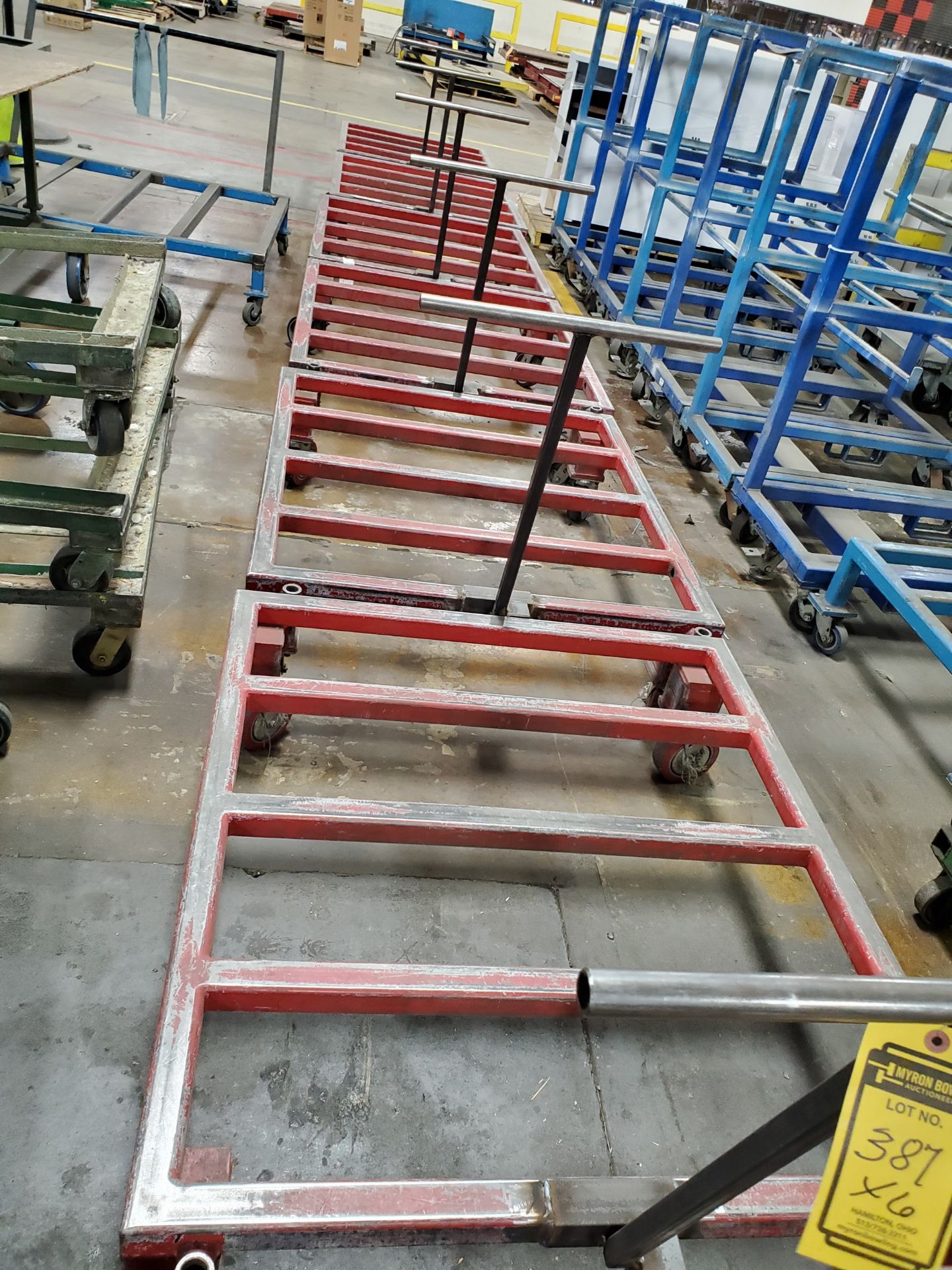 (5) 42'` X 48'` X 15'` STEEL BAR FRAME CARTS WITH HANDLE