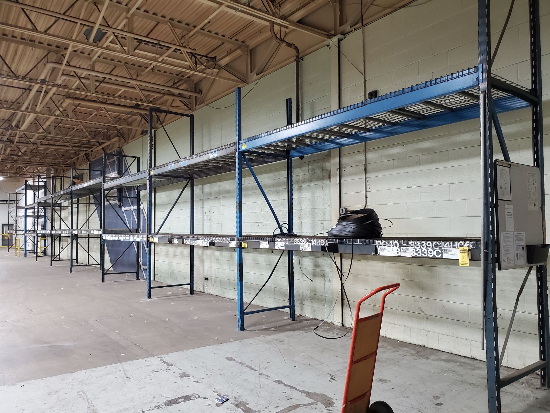 (9) SECTIONS OF 13'8'` & 12'7'` T X 42'`W X 150'` BEAMS SLOT/CORNER LOCK PALLET RACKING, 36 BEAMS