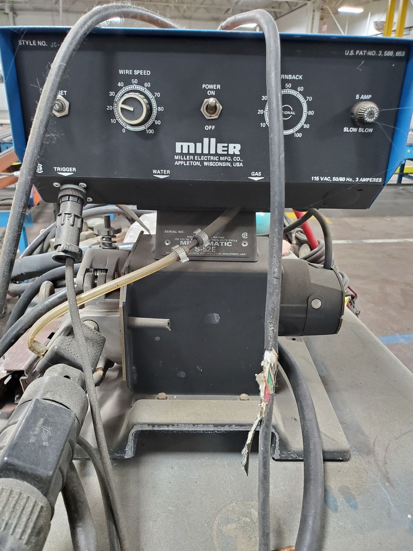 MILLER CONSTANT POTENTIAL DC WELDER ON BOTTLE CART WITH MILLERMATIC S52E WIRE FEEDER - Image 4 of 5