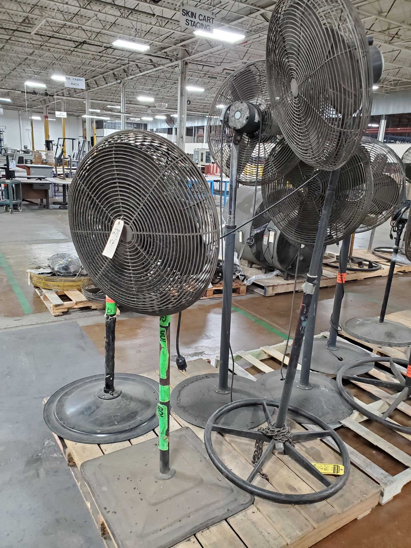 (4) PEDESTAL SHOP FANS - SOME ADJUSTABLE HEIGHT, 24'`-36'`