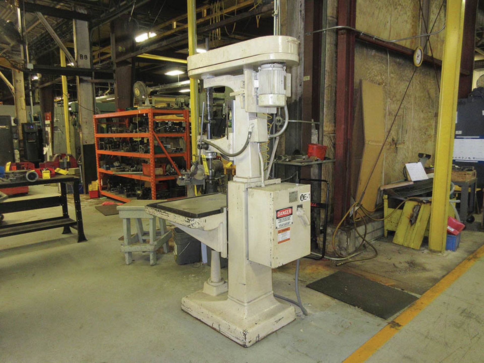 ALLEN SINGLE POST VERTICAL DRILL PRESS, 1-HP, 21'' X 26 1/2'' WORK TABLE - Image 2 of 4