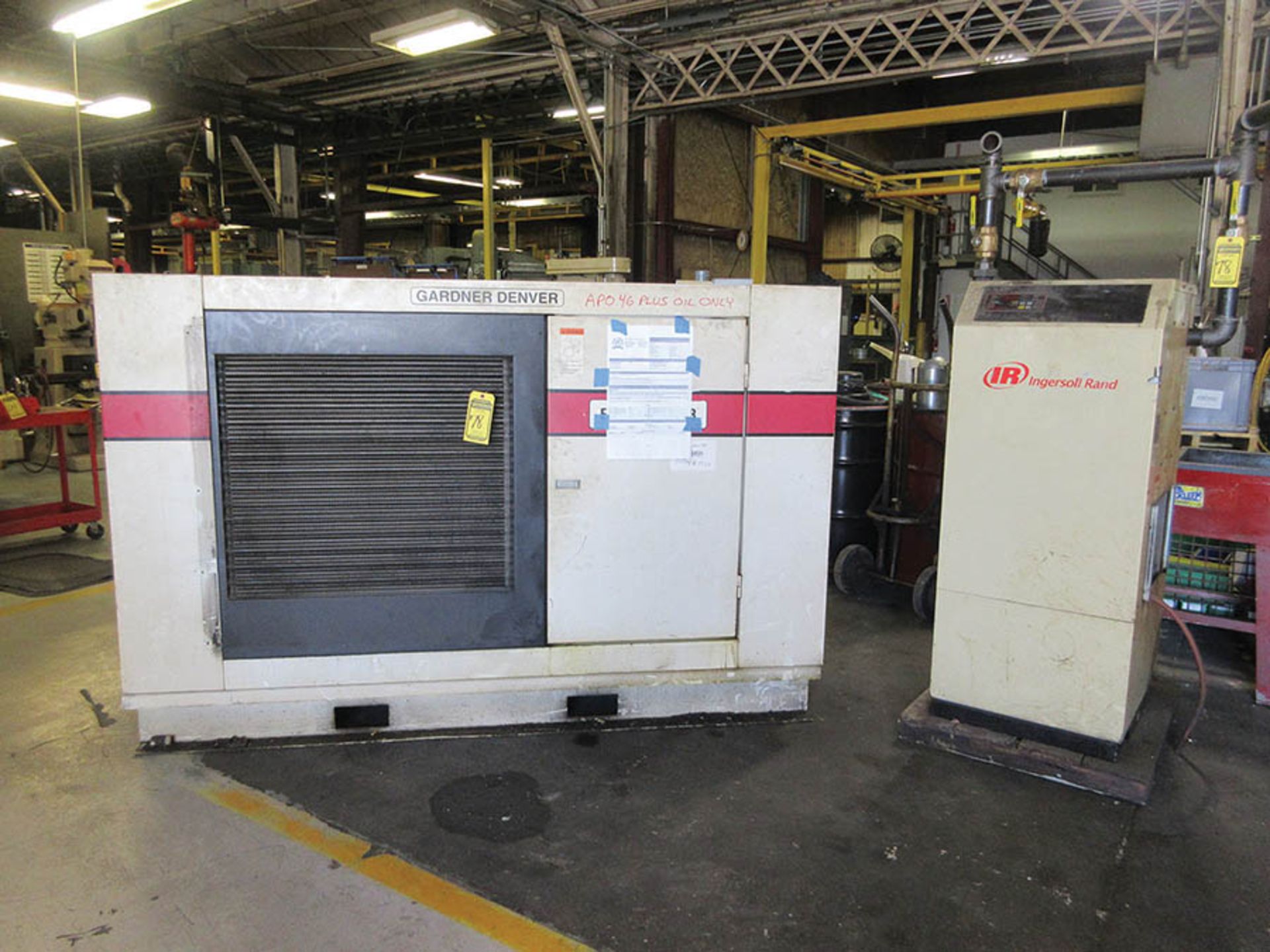 GARDNER DENVER ELECTRA-SAVER MODEL EAPQMC 100-HP ROTARY SCREW AIR COMPRESSOR (APPROX. 85,000