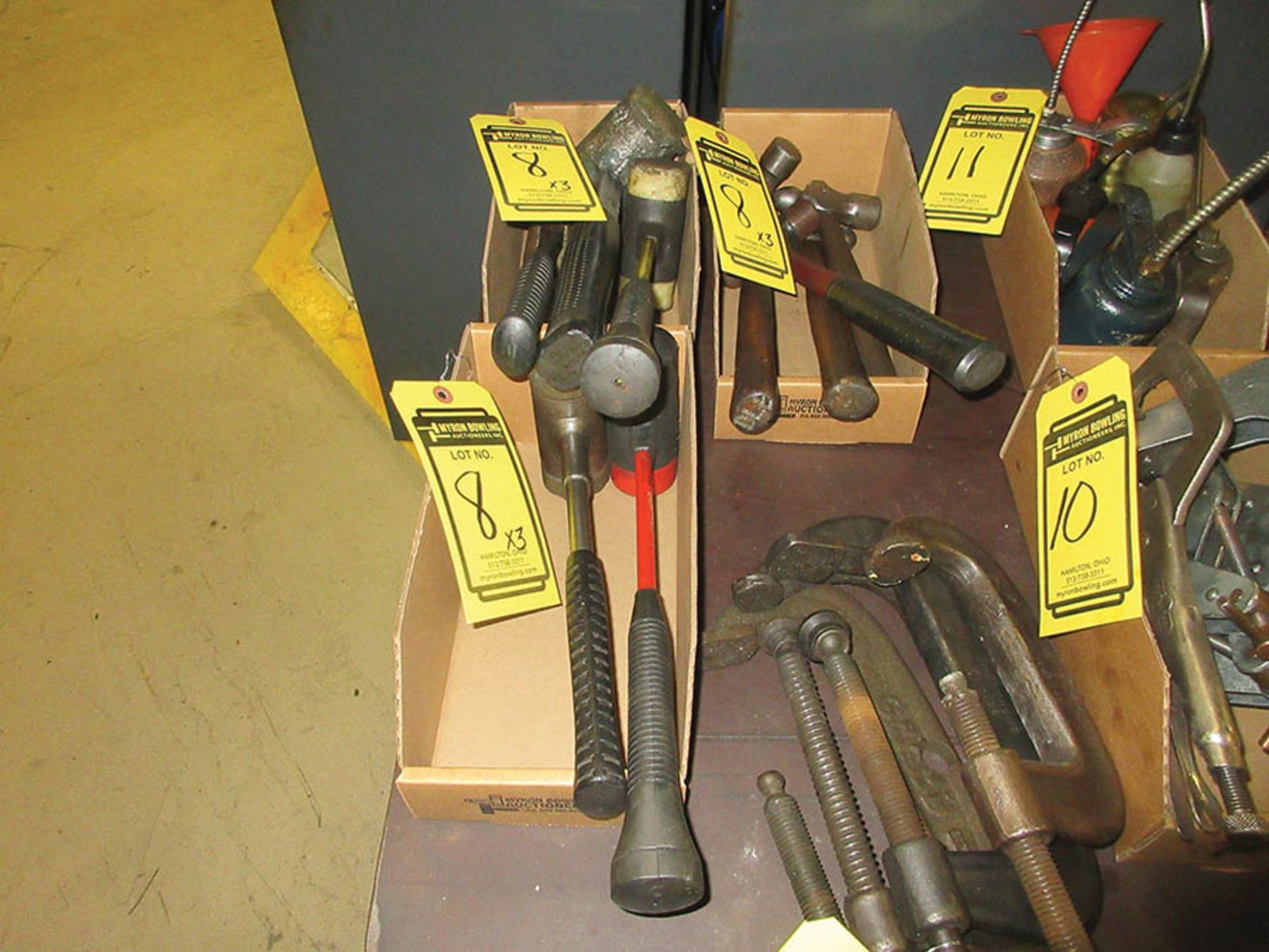 (3) BOXES W/ASSORTED HAMMERS: BALL PIN, BLO HAMMERS