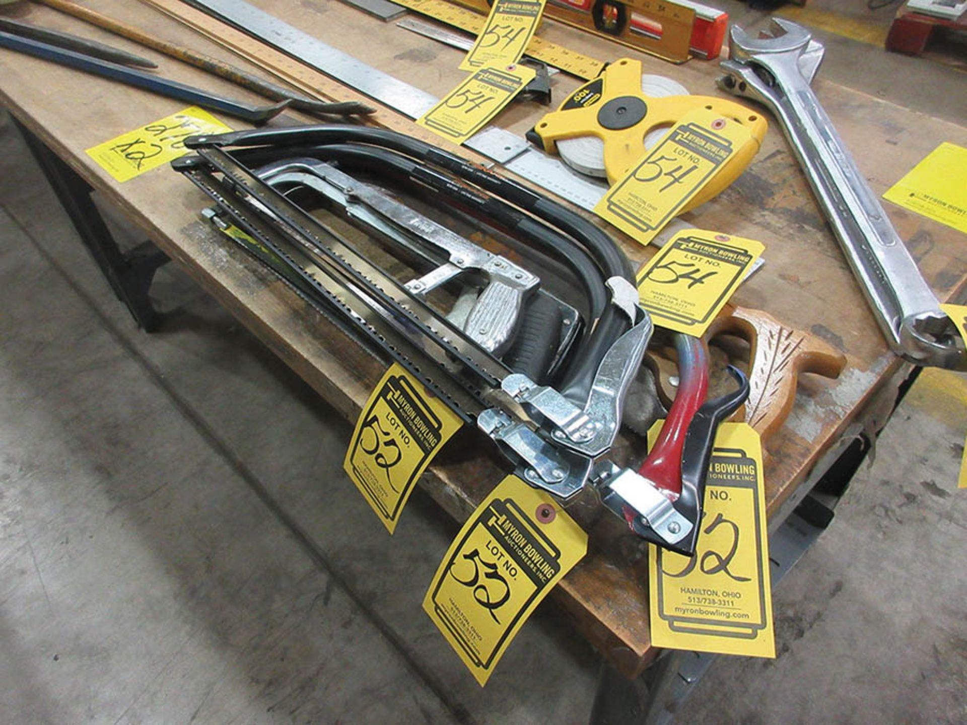 ASSORTED HAND SAWS: BOW, HACKSAWS, CARPENTER SAW