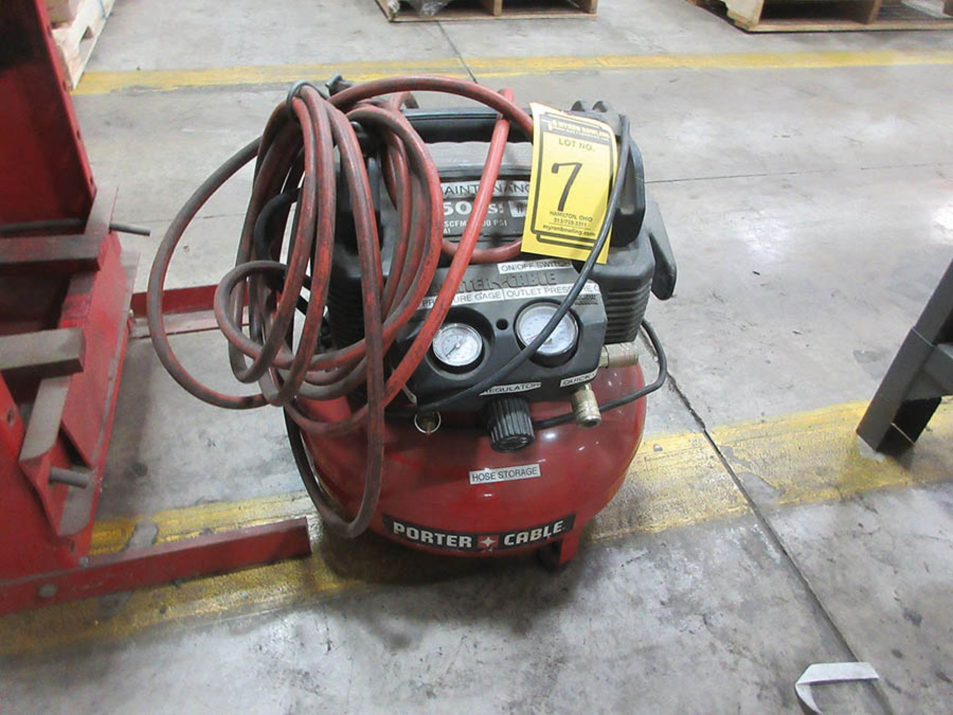 PORTER CABLE 6 GAL. PANCAKE AIR COMPRESSOR, 150 PSI, #16