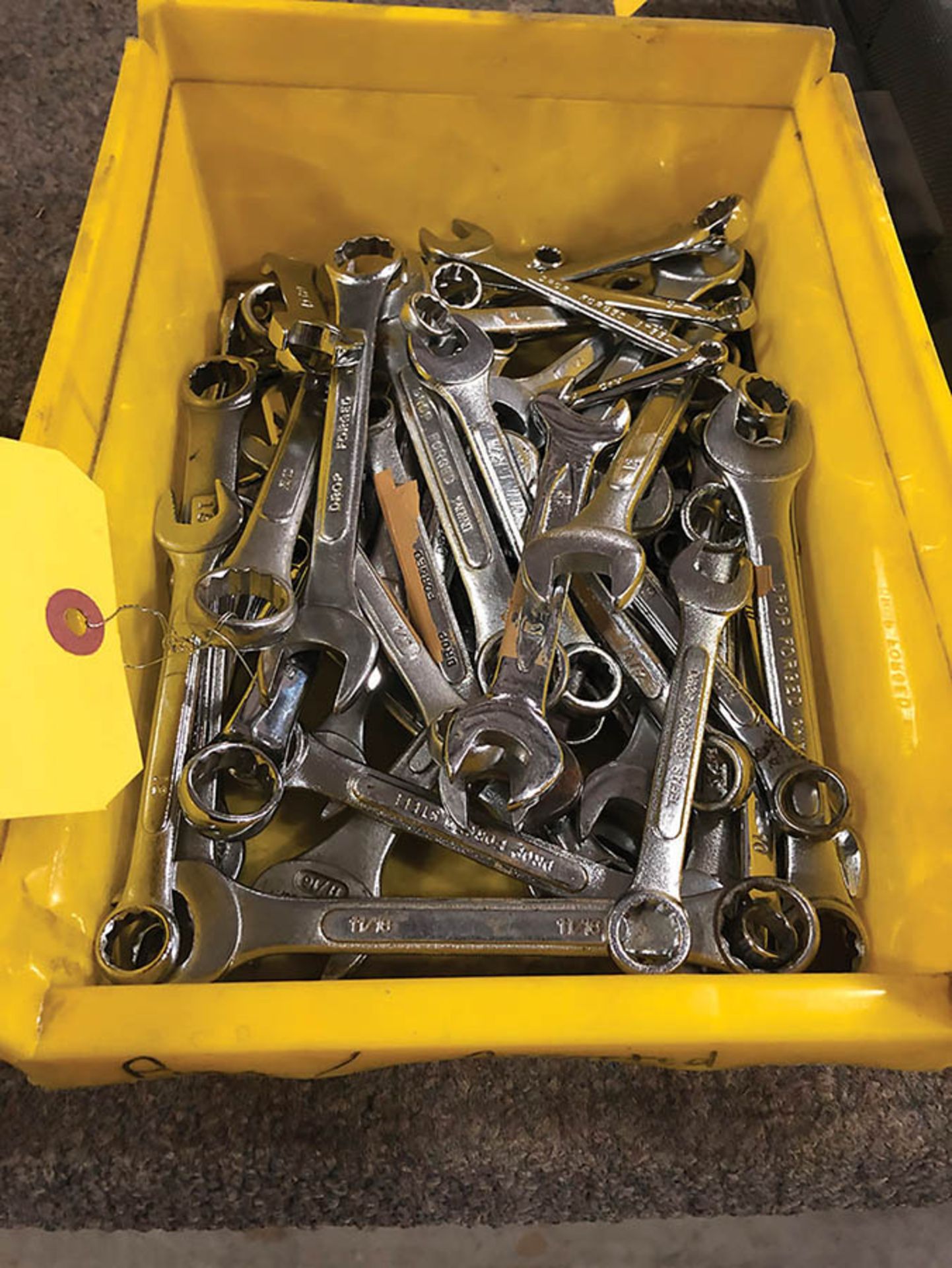 BIN OF ASSORTED WRENCHES