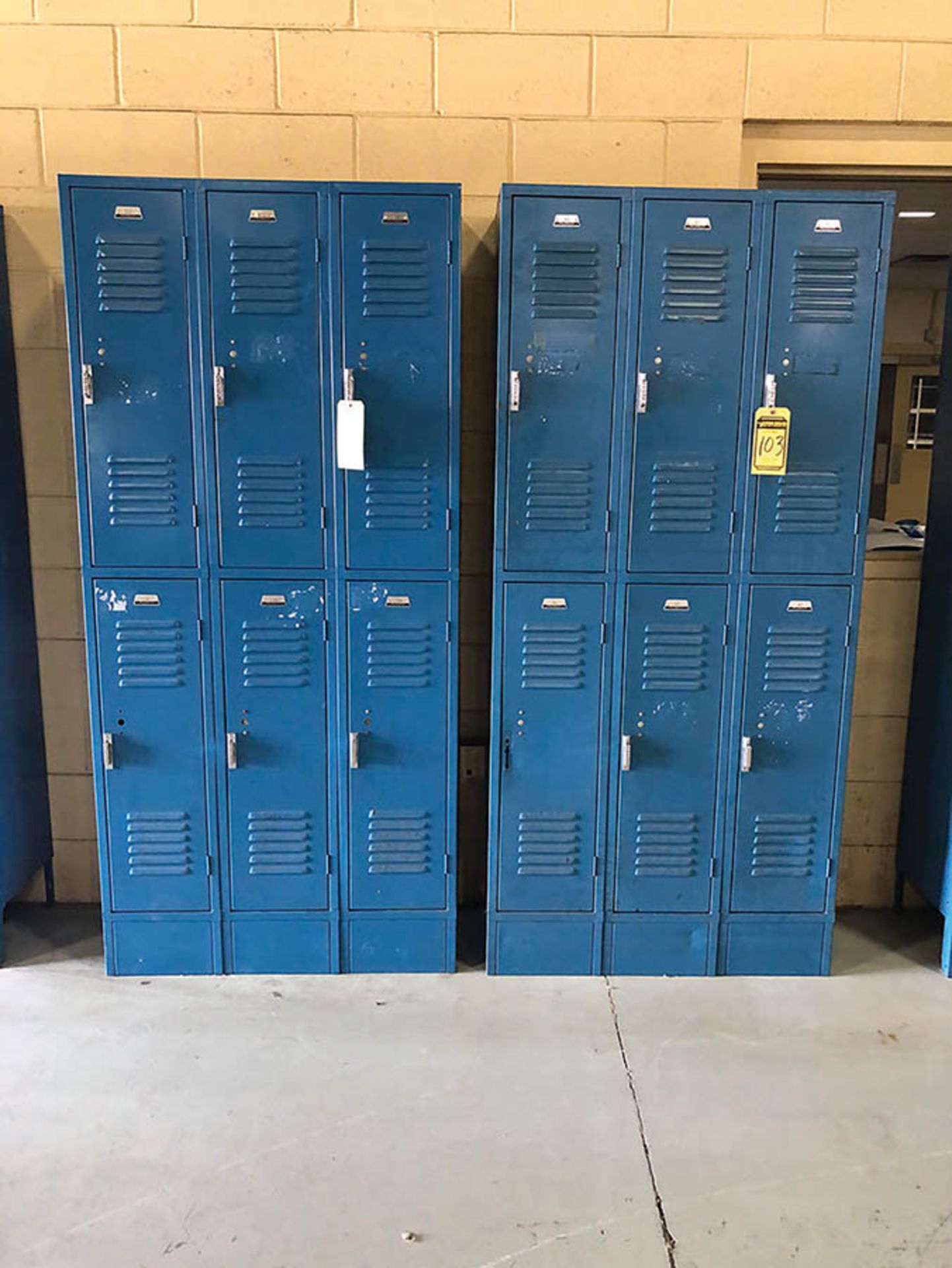 2 SECTIONS OF LOCKERS WITH 6 LOCKERS EACH