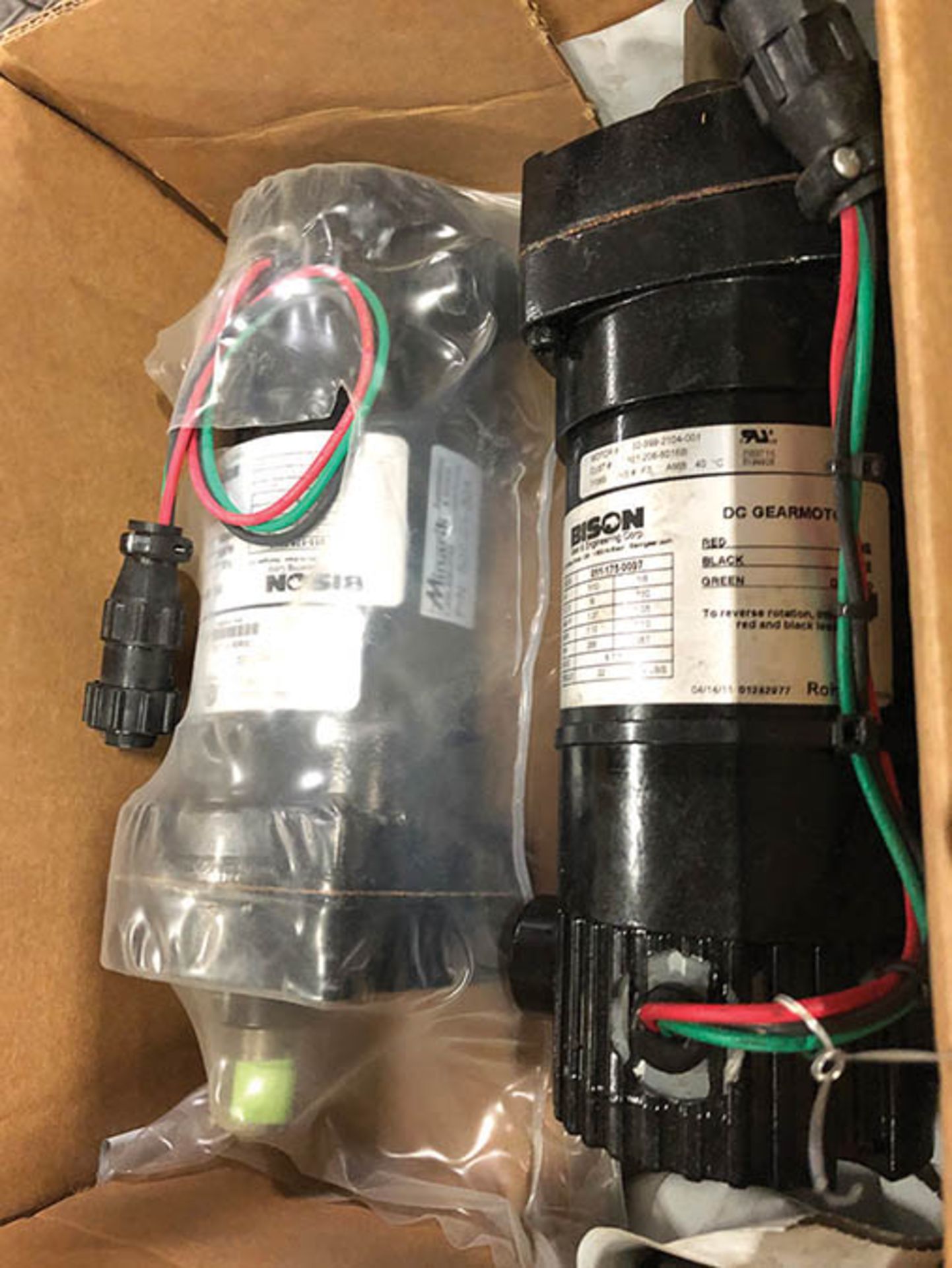 (2) BISON DC GEAR MOTORS, MODEL NUMBER Q11-178-0007, 18 HP 130 V 110 A 387 RPM