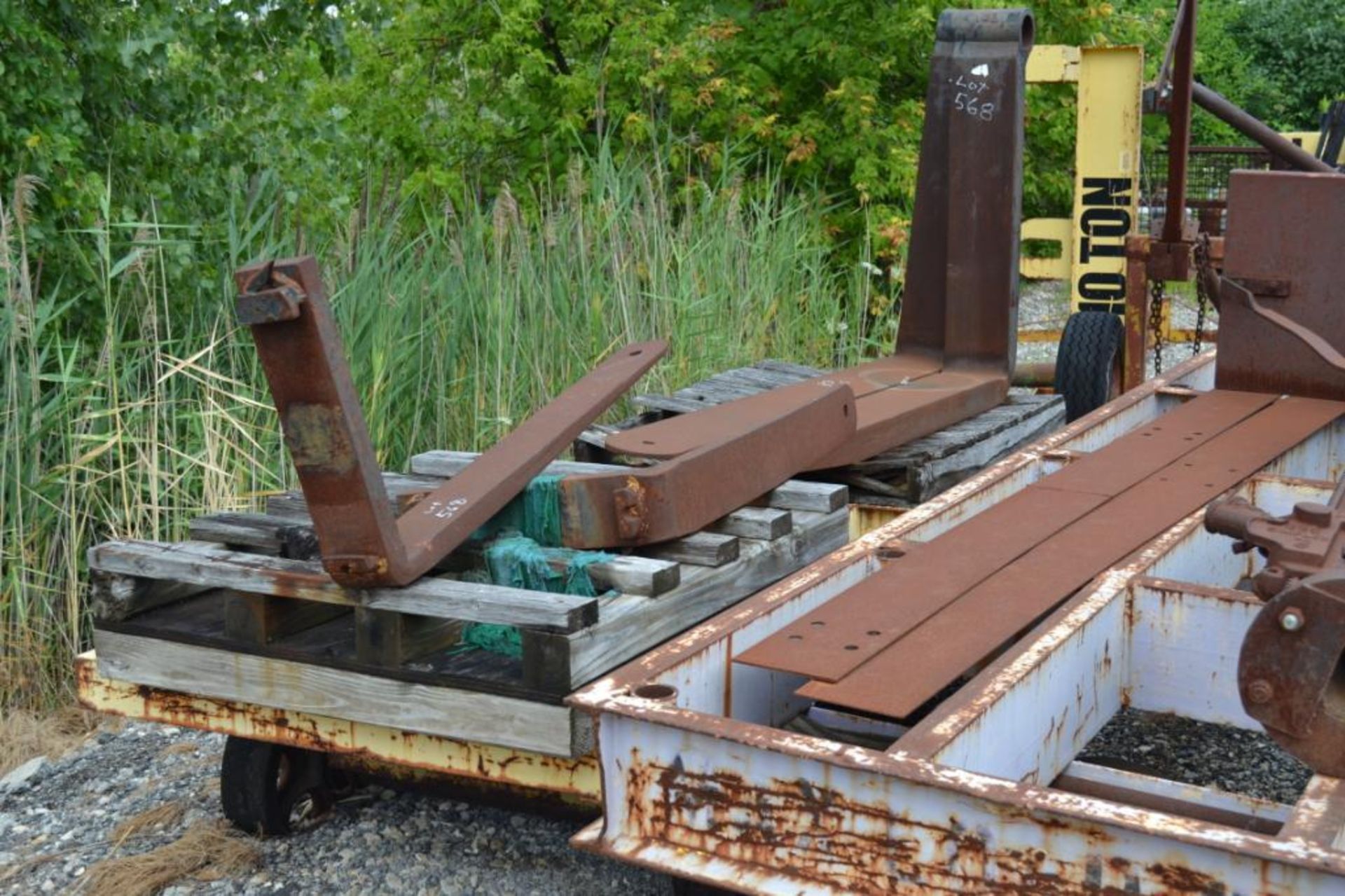 LOT: (2) TOWABLE SOLID WHEEL STEEL CARTS; WITH (2) SETS OF FORKLIFT FORKS - 72 IN. & 42 IN. ( - Image 2 of 2