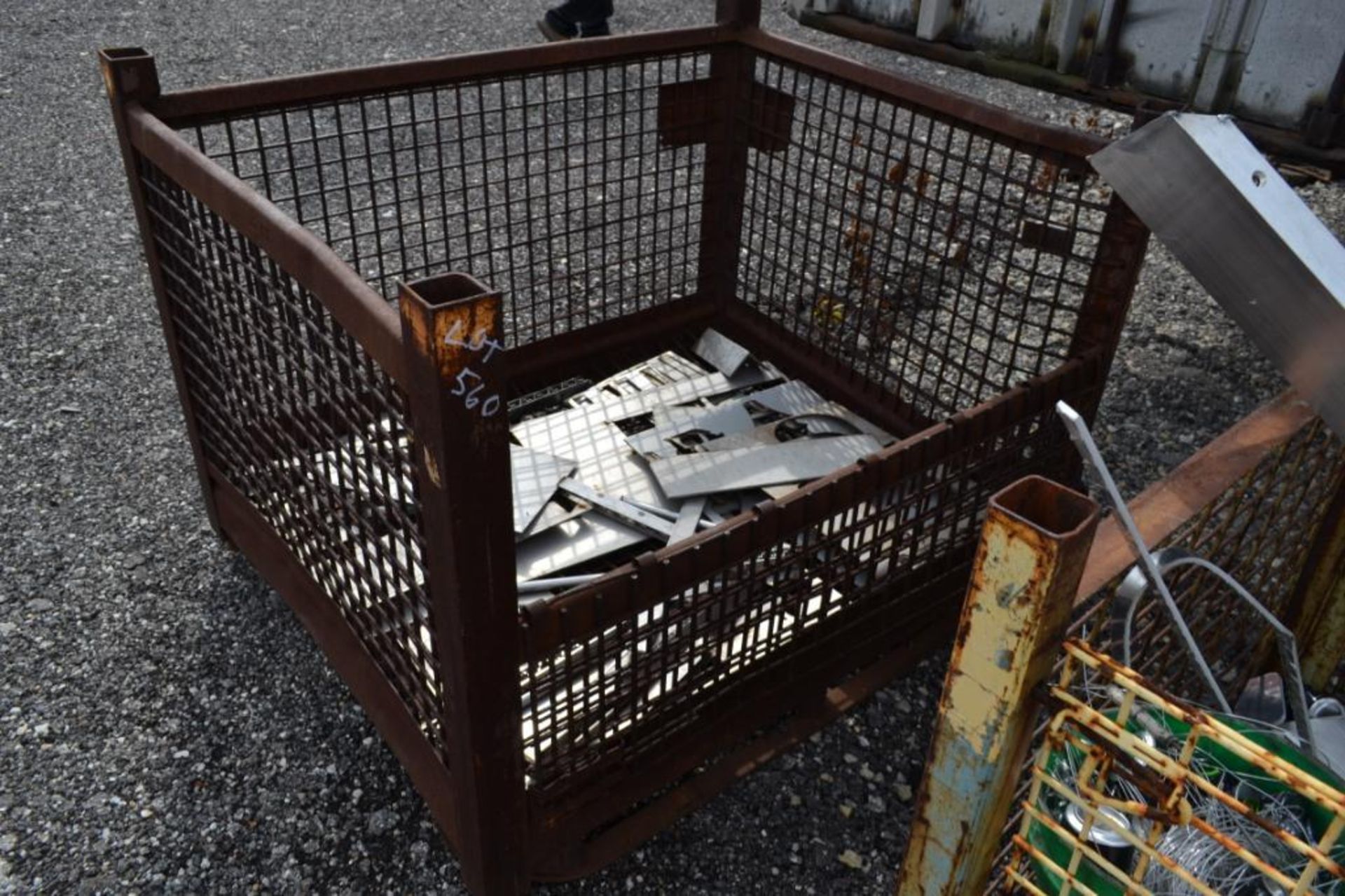 LOT: (2) WIRE BASKETS & CRATE WITH ASSORTED SCRAP STEEL (OUTSIDE) - Image 3 of 3