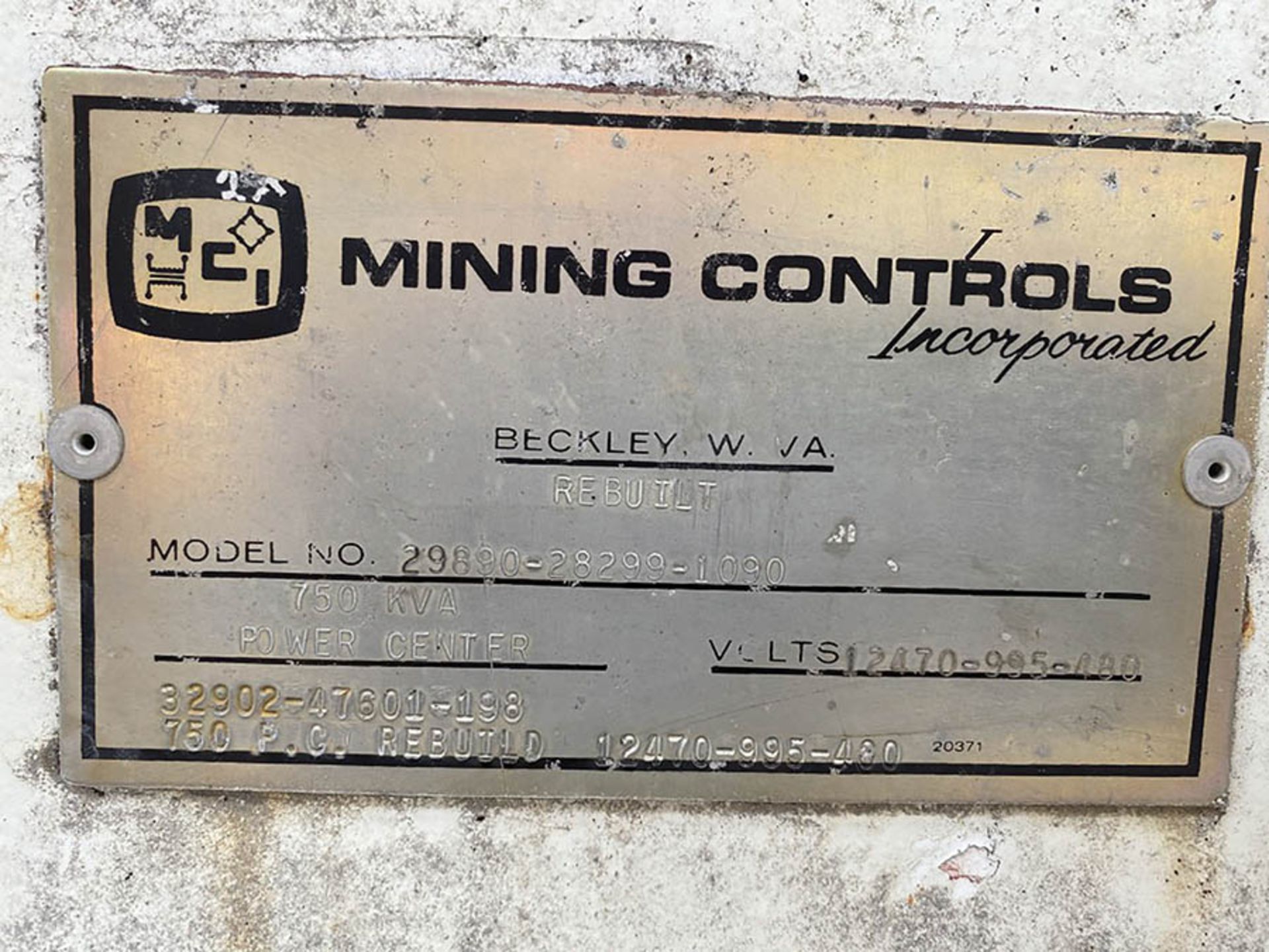 MINING CONTROLS INC. POWER CENTER, 750KVA, 12470-995-480 VOLTS, MODEL 29890-28299-1090, LOCATION: - Image 8 of 8