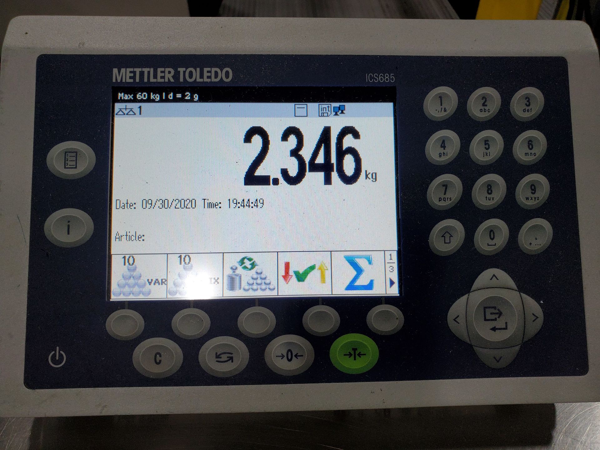 31 1/2'' X 23 3/4'' METLER-TOLEDO DIGITAL PLATFORM BENCH SCALE, MODEL PB655-CC60, 120 LB. - Image 7 of 8