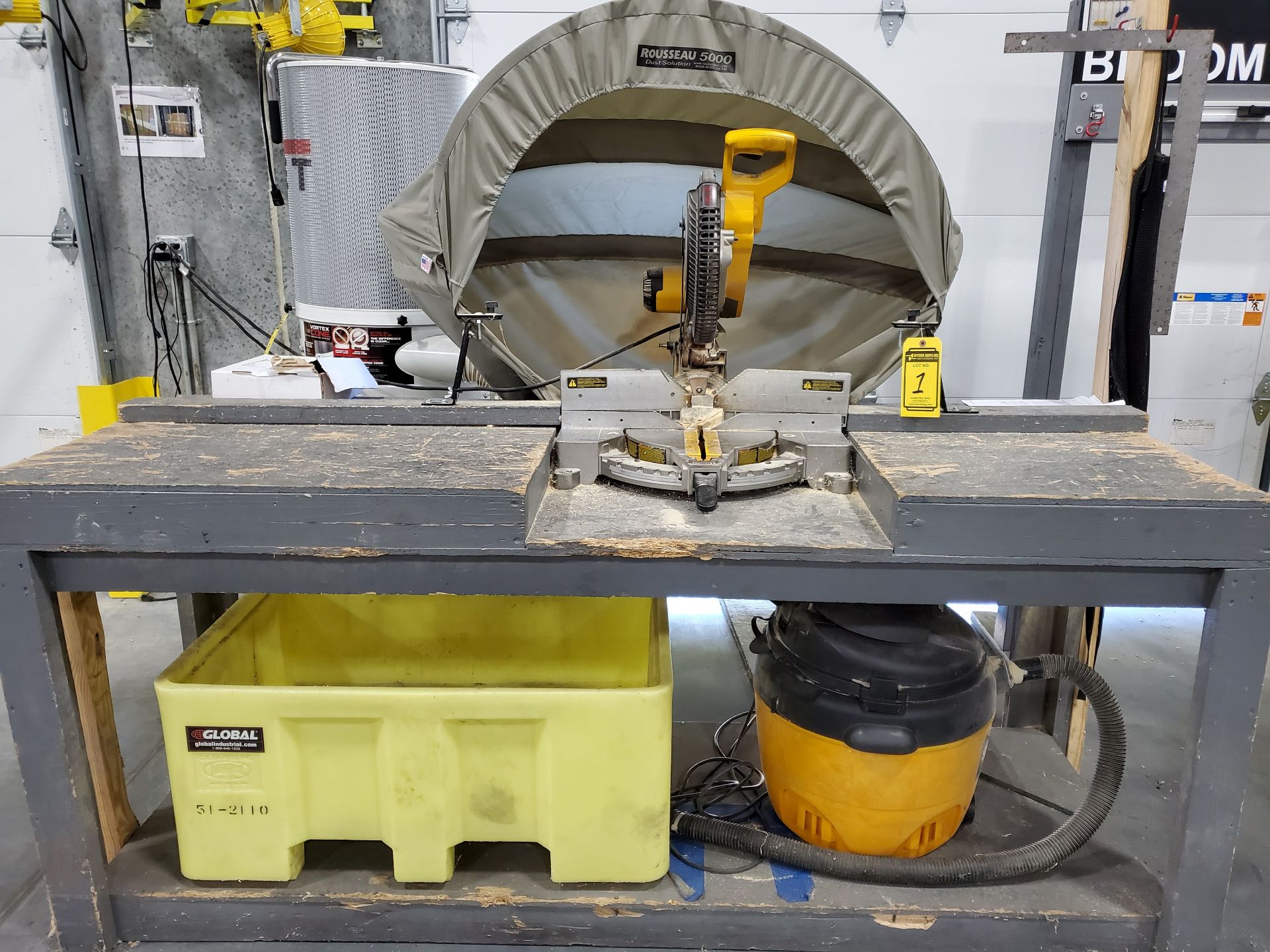 DEWALT 12'' DOUBLE BEVEL COMPOUND MITER SAW WITH ROUSSEAU 5000 DUST SOLUTION CANOPY, ON CUSTOM - Image 4 of 6