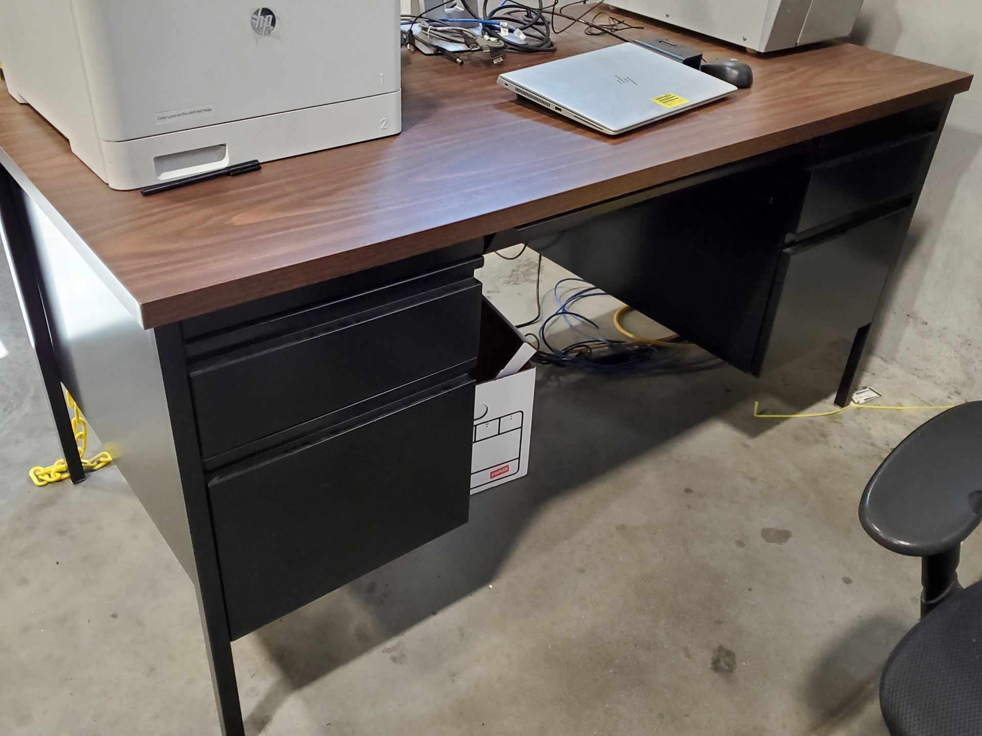 REMAINING METAL STORAGE CABINETS AND WOOD DESK ON AUCTION SIDE OF BUILDING ***NO CONTENTS*** (SEE - Image 6 of 12