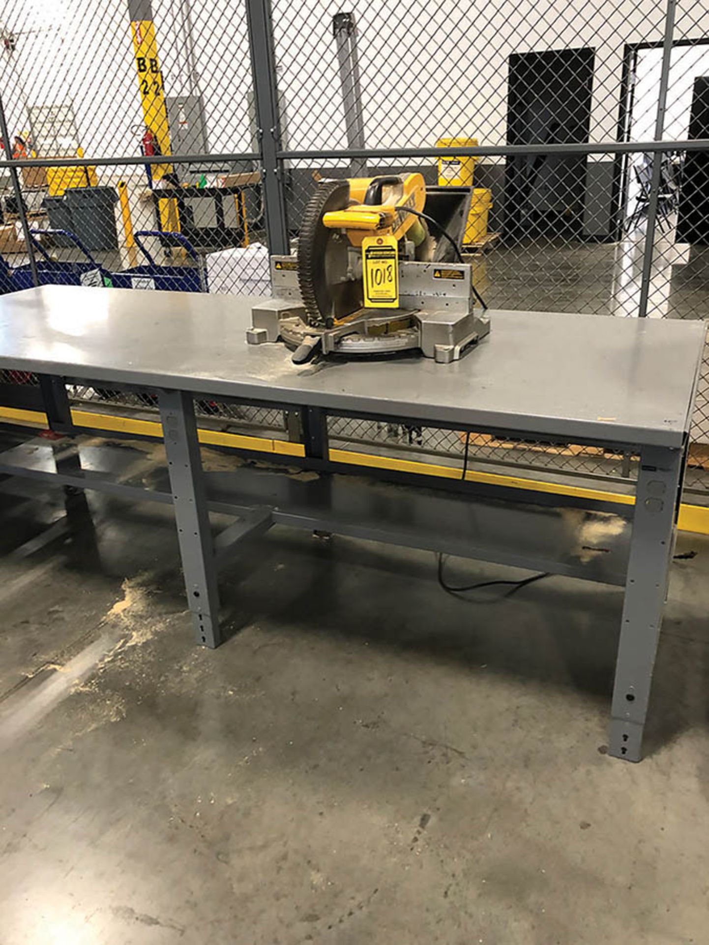 DEWALT 12'' DOUBLE BEVEL COMPOUND MITER SAW, MODEL DW716, S/N 8451, MOUNTED ON STEEL TABLE - Image 3 of 4