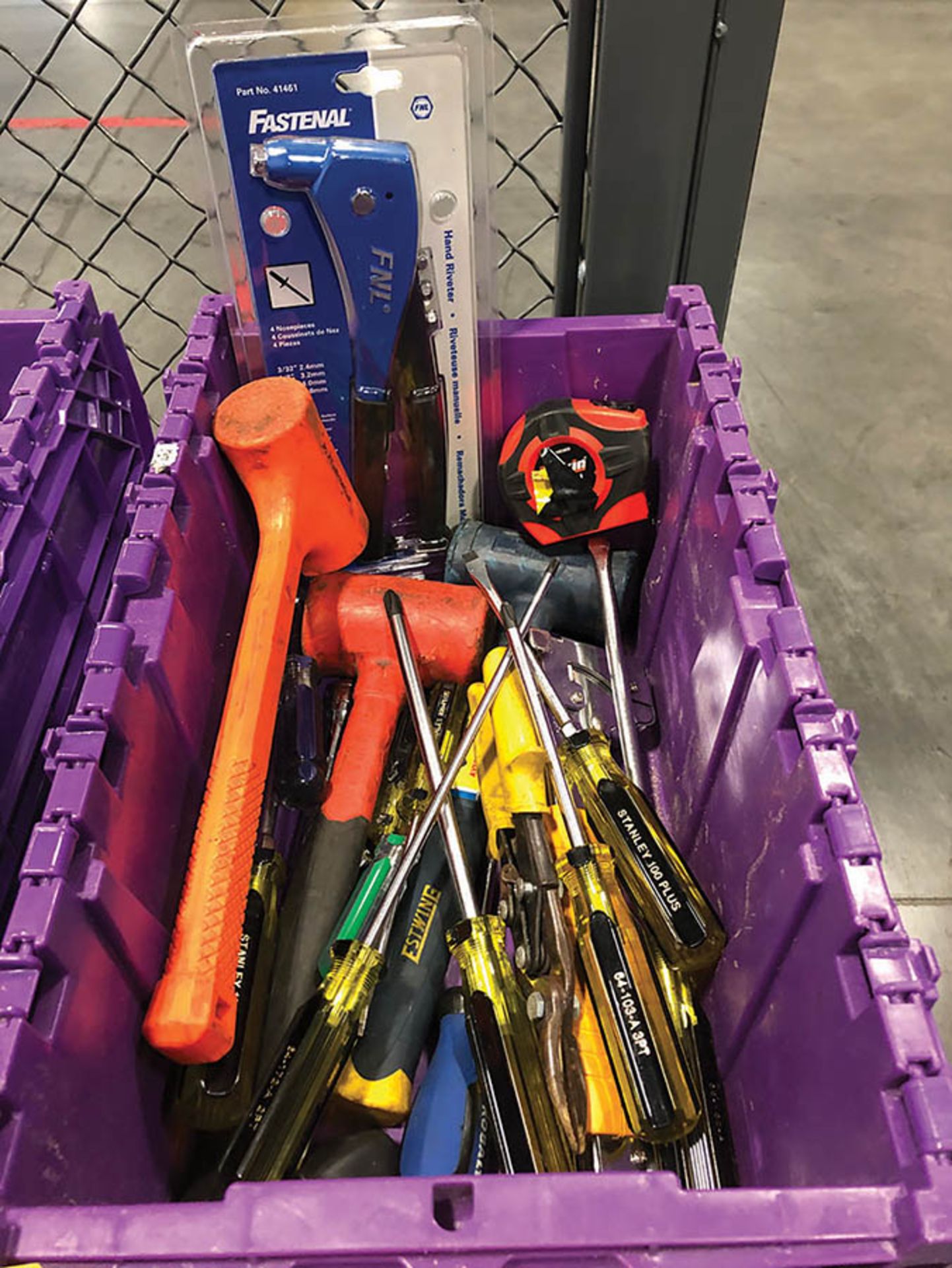 CONTAINER OF ASSORTED HAND TOOLS