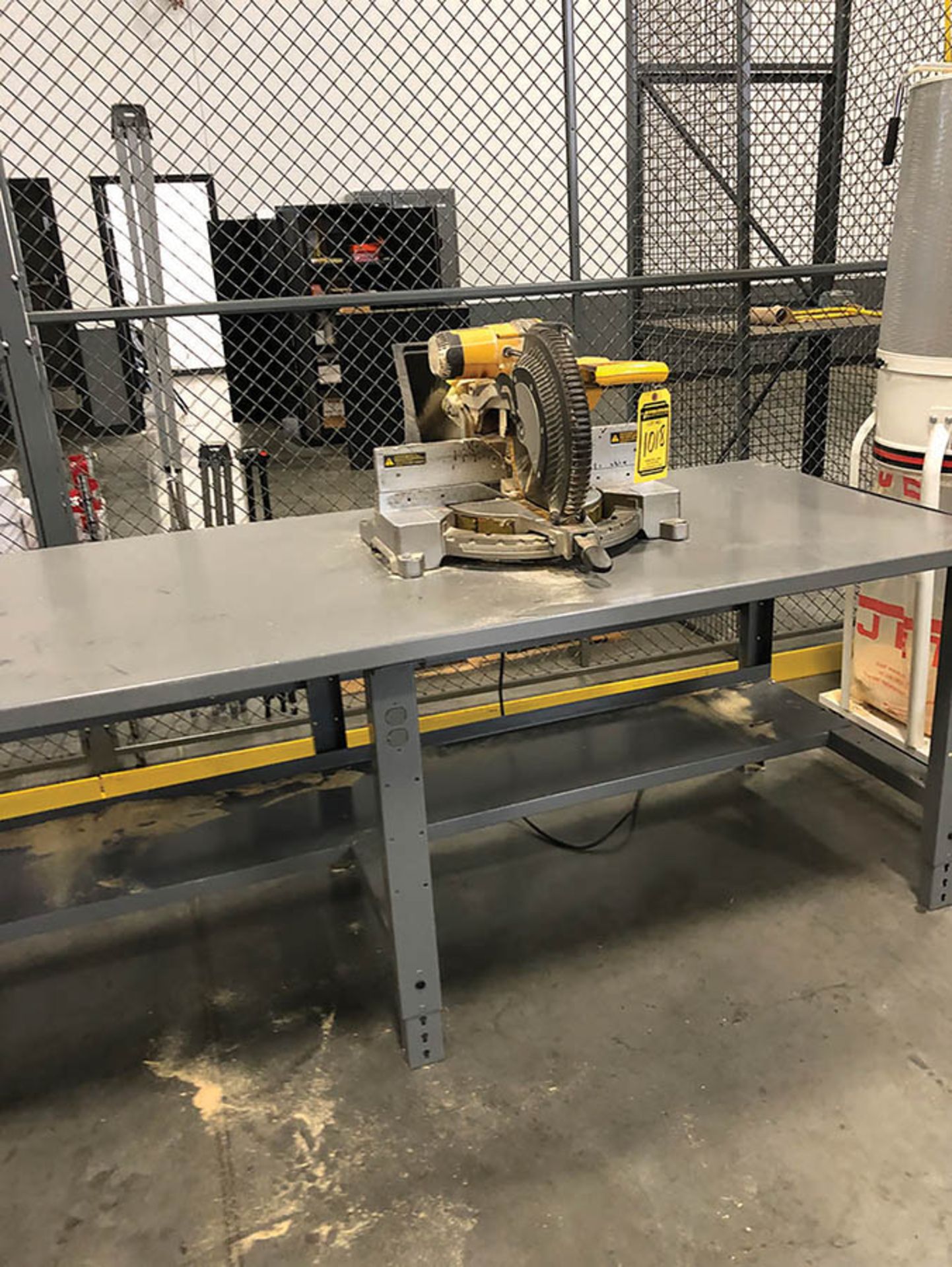 DEWALT 12'' DOUBLE BEVEL COMPOUND MITER SAW, MODEL DW716, S/N 8451, MOUNTED ON STEEL TABLE - Image 4 of 4