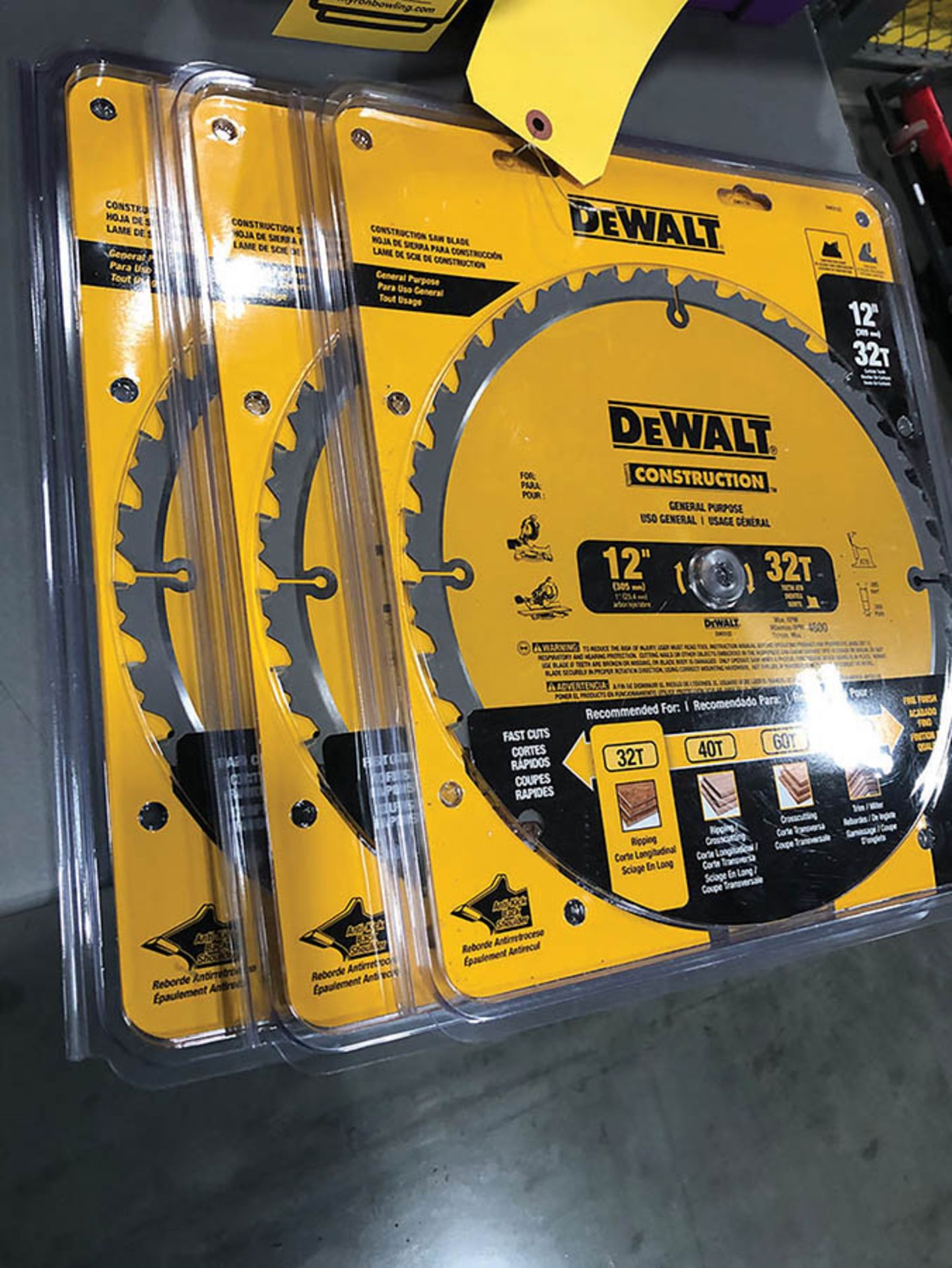 (3) DEWALT 12'' SAW BLADES