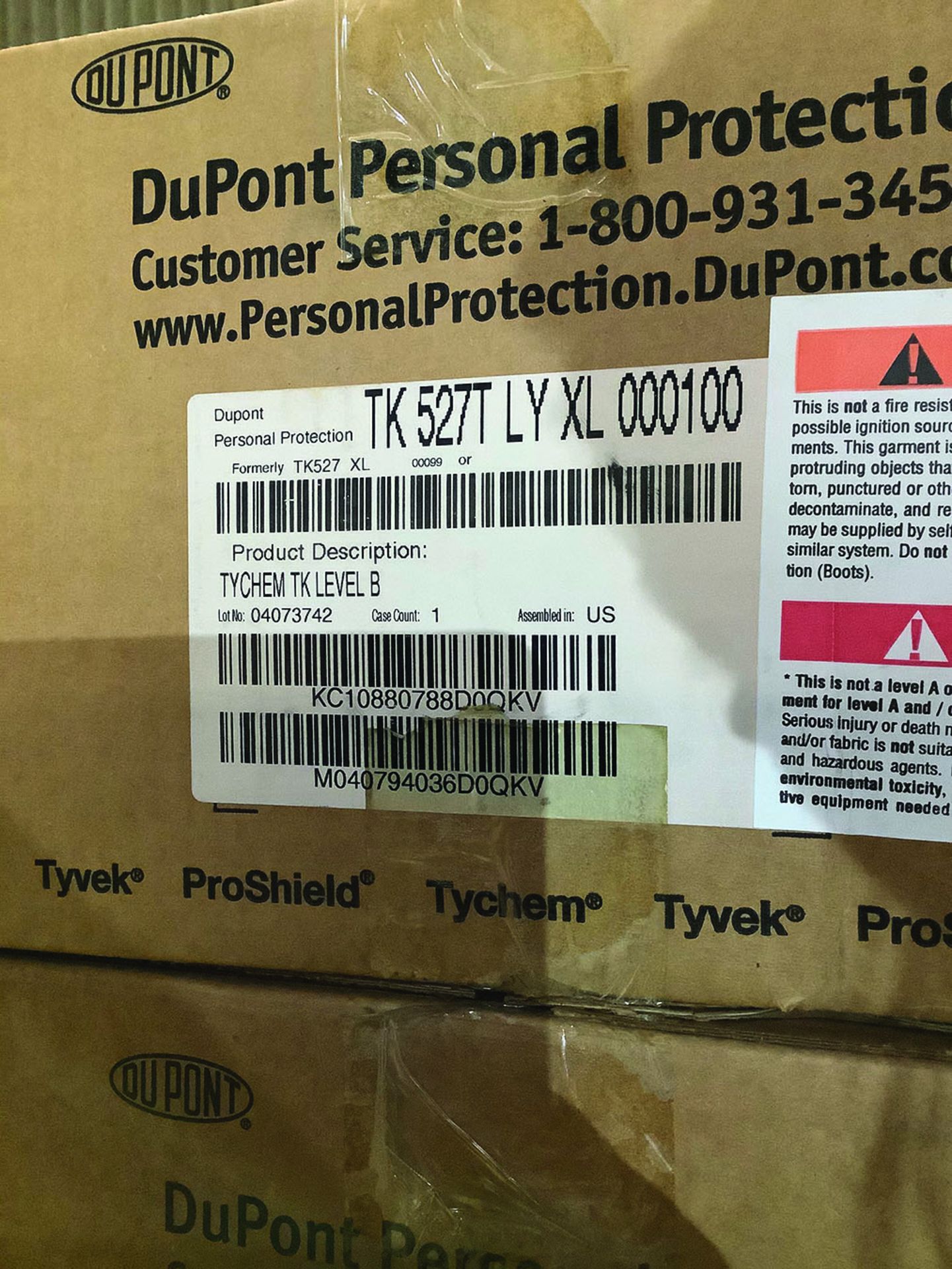 (8X) DUPONT TK527TLYXL000100 LEVEL B PERSONAL PROTECTION SUIT - Image 3 of 3