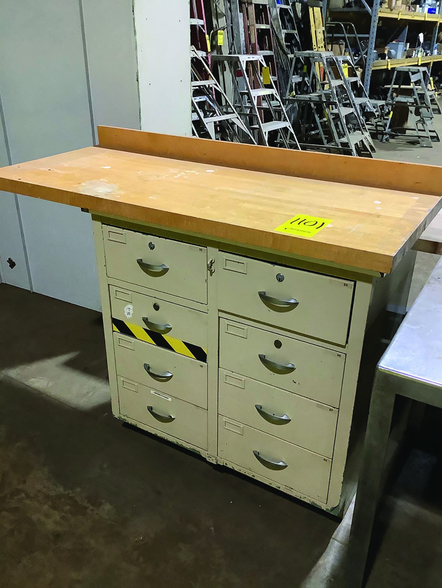 MAPLE TOP LAB TABLE WITH 8 DRAWERS