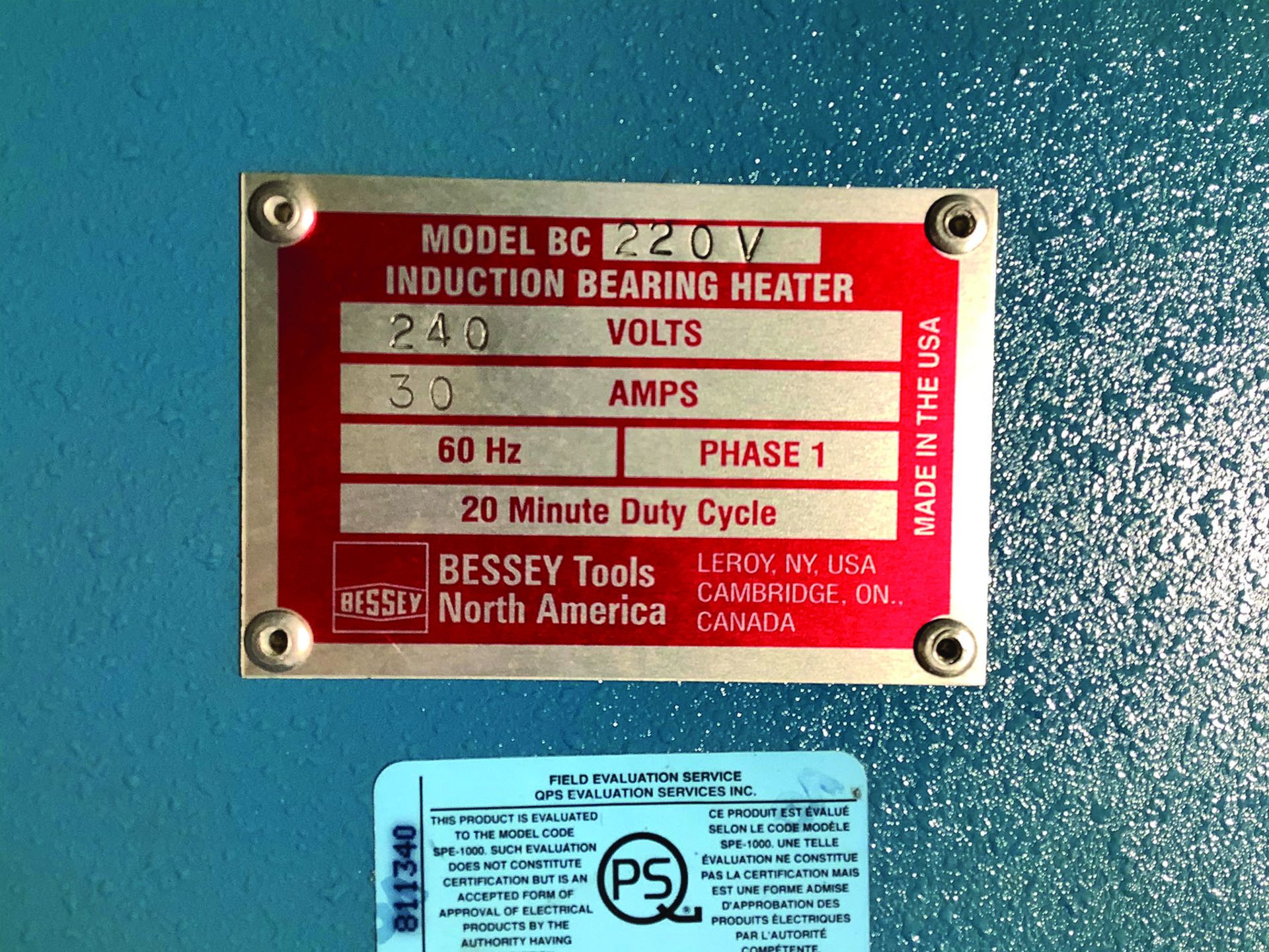 BESSEY TOOLS MODEL BC220V INDUCTION BEARING HEATER - Image 3 of 3