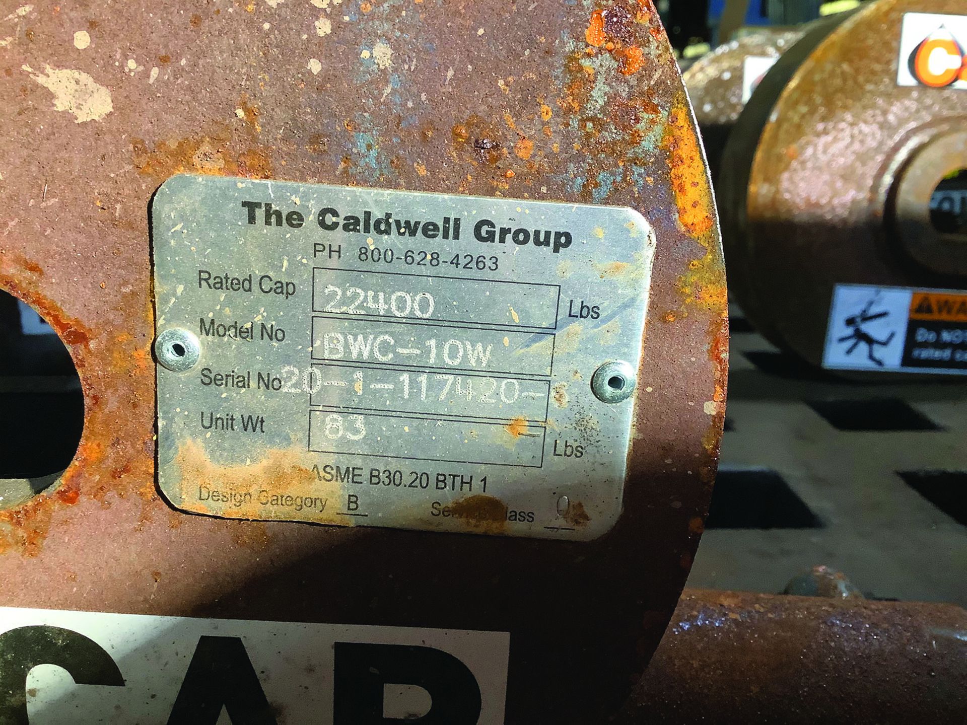 CALDWELL MODEL BWC-10W 10 TON I-BEAM RIGGING CLAMPS (X5) - Image 3 of 3