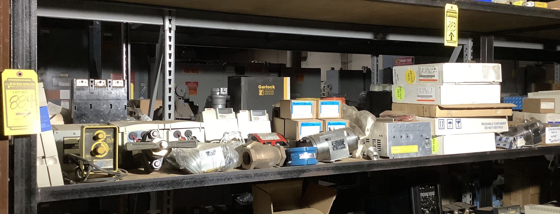 SHELVES OF MISCELLANEOUS MRO, VALVES, ELECTRICAL, ETC.