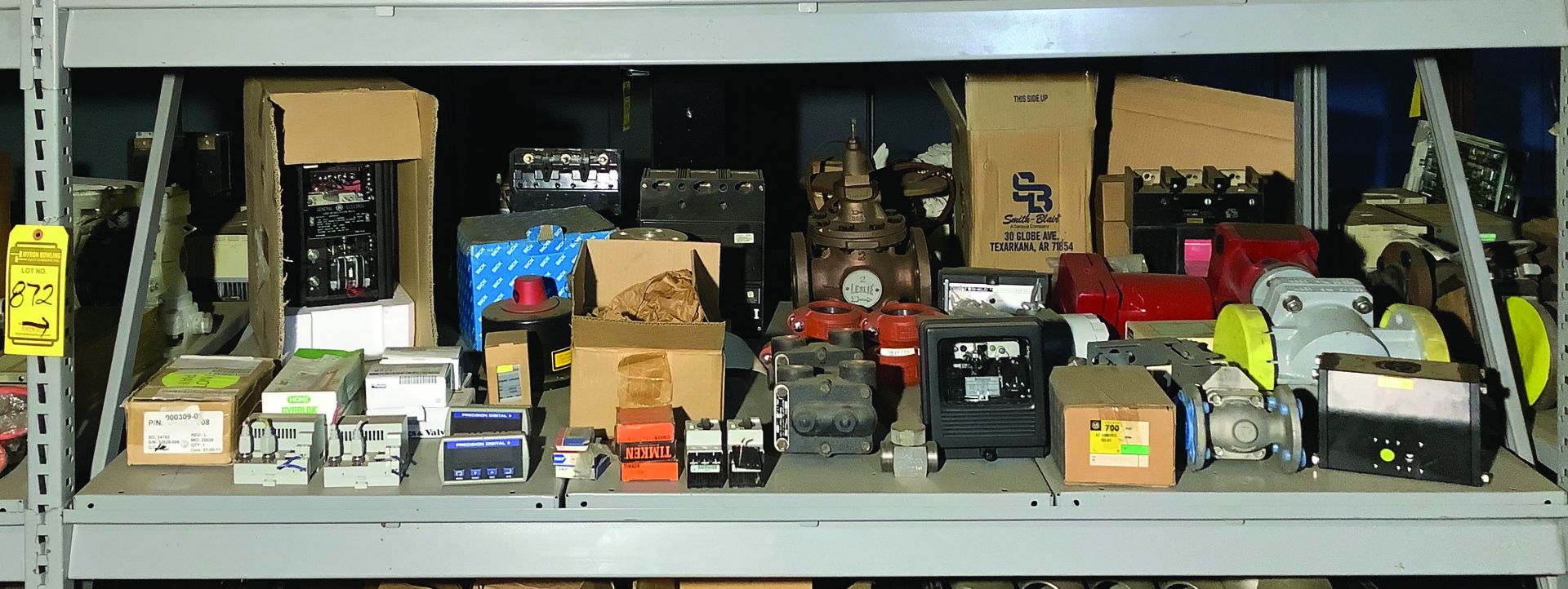 SHELVES OF MISCELLANEOUS MRO, VALVES, ELECTRICAL, ETC.