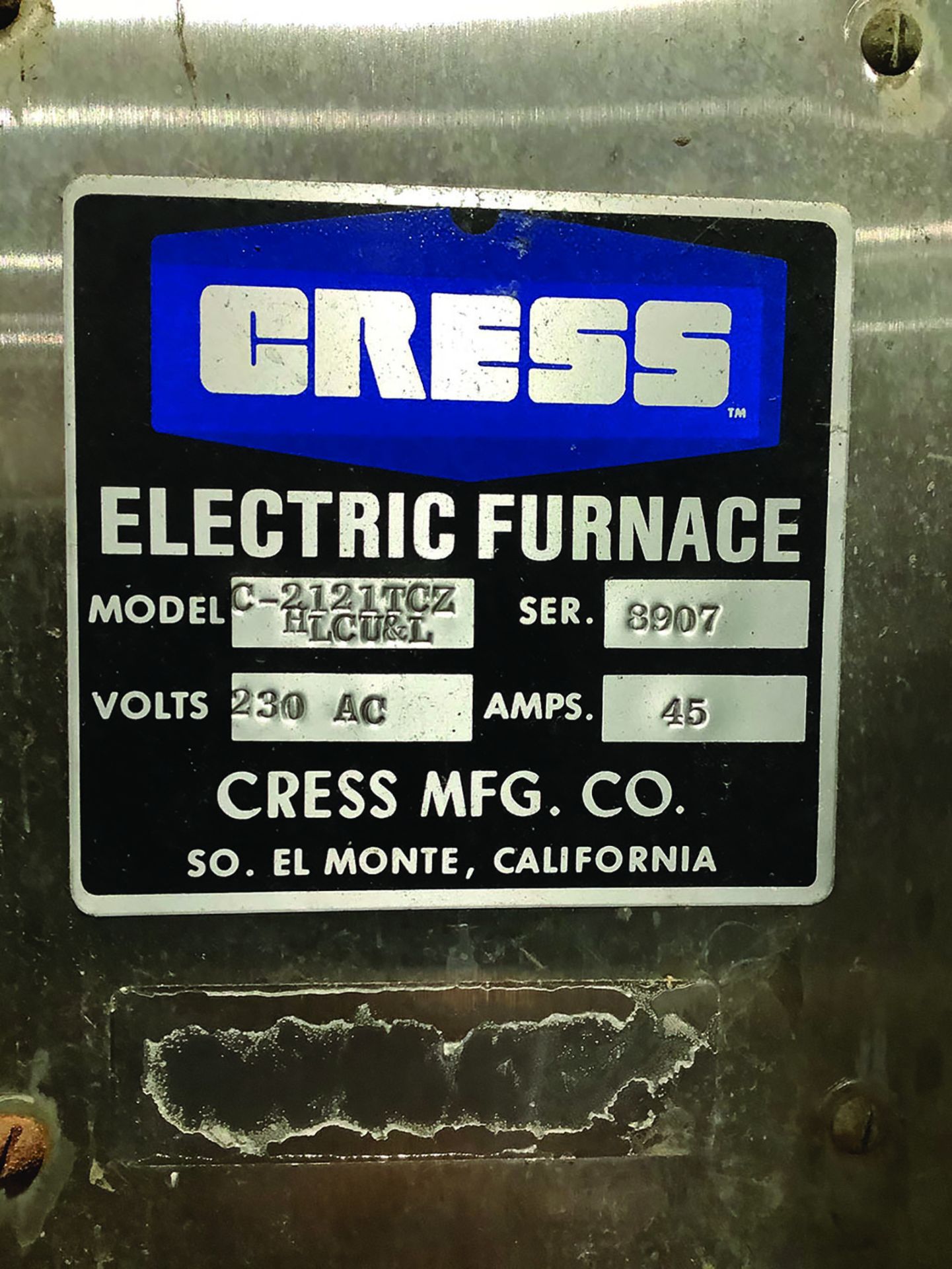 CRESS ELECTRIC FURNACE MODEL C-2121TCZ 230 AC - Image 4 of 4