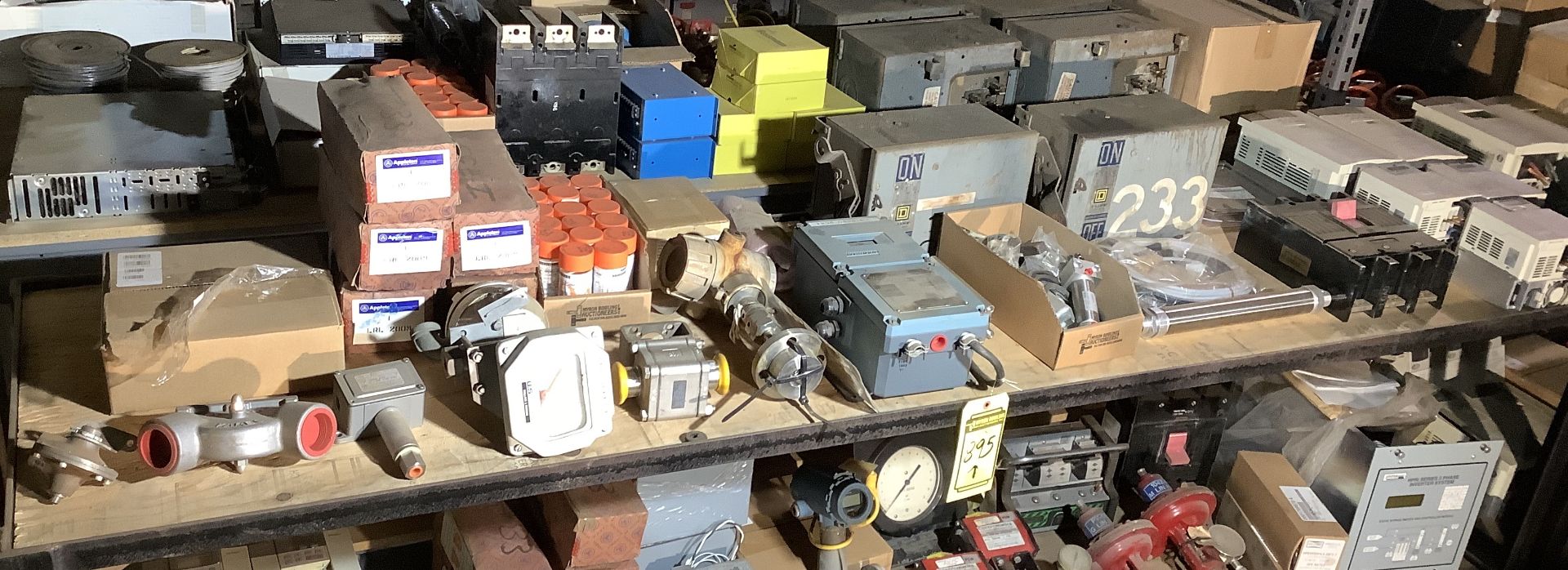 SHELVES OF MISCELLANEOUS MRO, VALVES, ELECTRICAL, ETC.