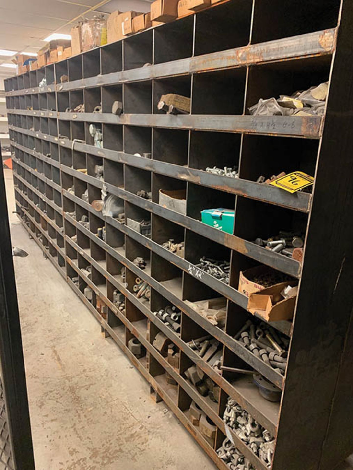 CUSTOM STEEL SHELVING AND CONTENTS OF HEAVY DUTY HIGH GRADE BOLTS, NUTS, AND WASHERS