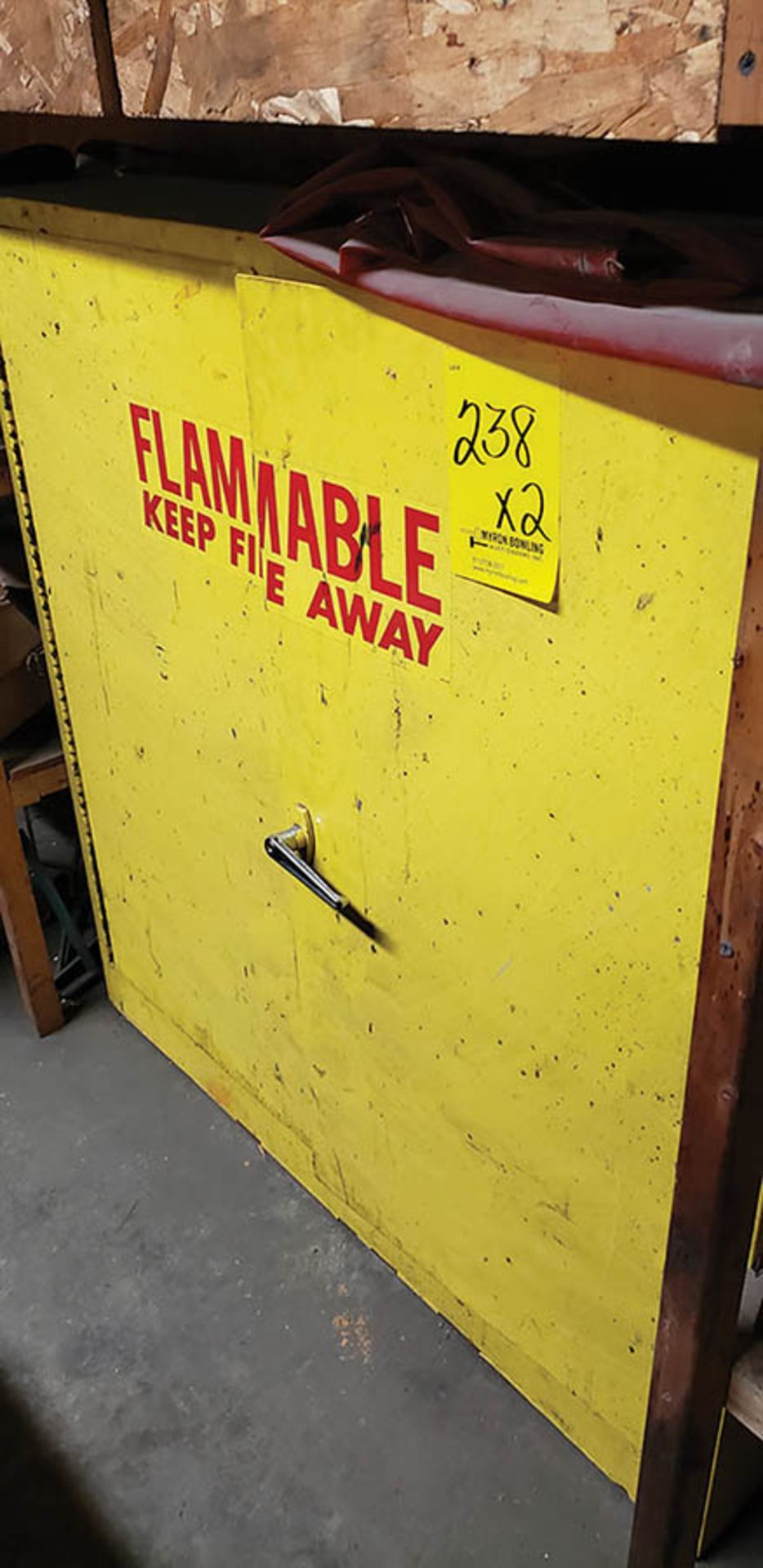 JUSTRITE FLAMMABLE LIQUIDS CABINET 40 GAL. CAP. & OTHER FLAMMABLE LIQUID CABINET W/ CONTENTS - Image 3 of 4