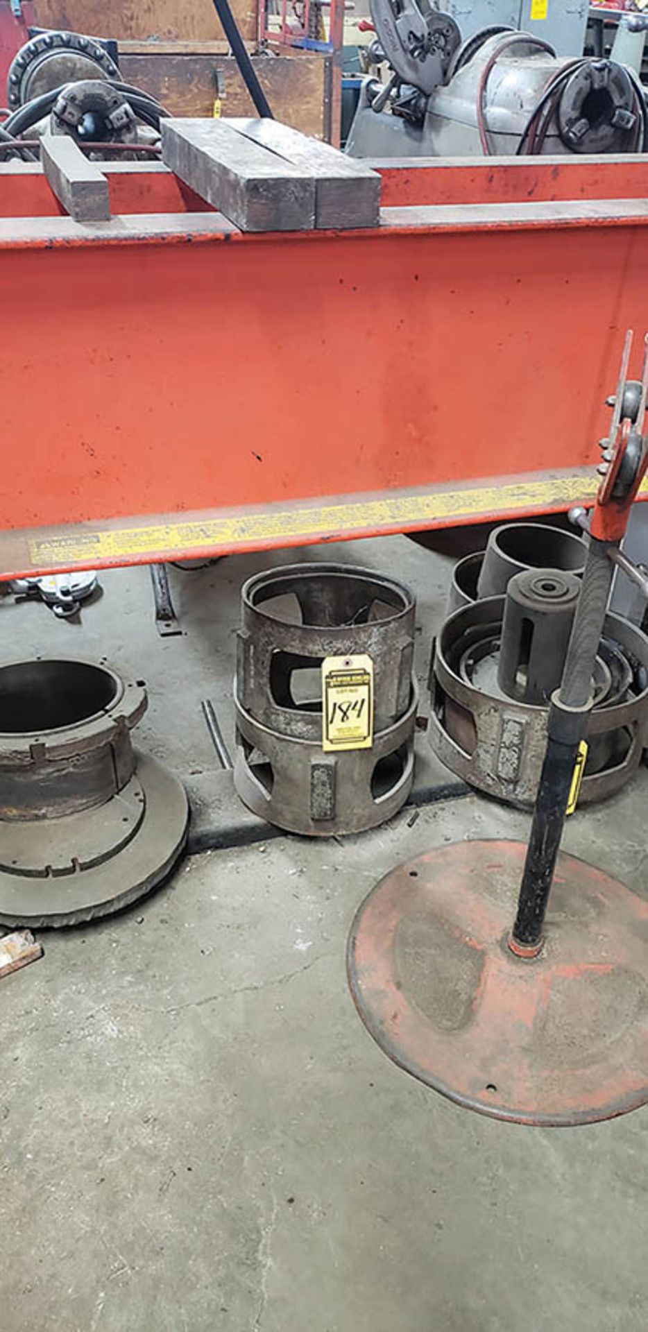 SHELF UNIT W/ PRESS TOOLING, TOOLS USED FOR CHANGING FORKLIFT TIRES - Image 2 of 2