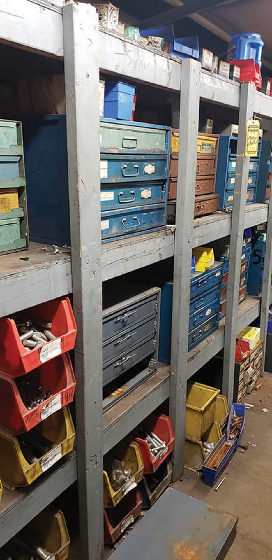 CONTENTS OF ROOM: BOLT BINS, PARTS BINS, SHELVING FULL OF HARDWARE, BOLTS, NUTS, SCREWS, WASHERS, - Image 10 of 13